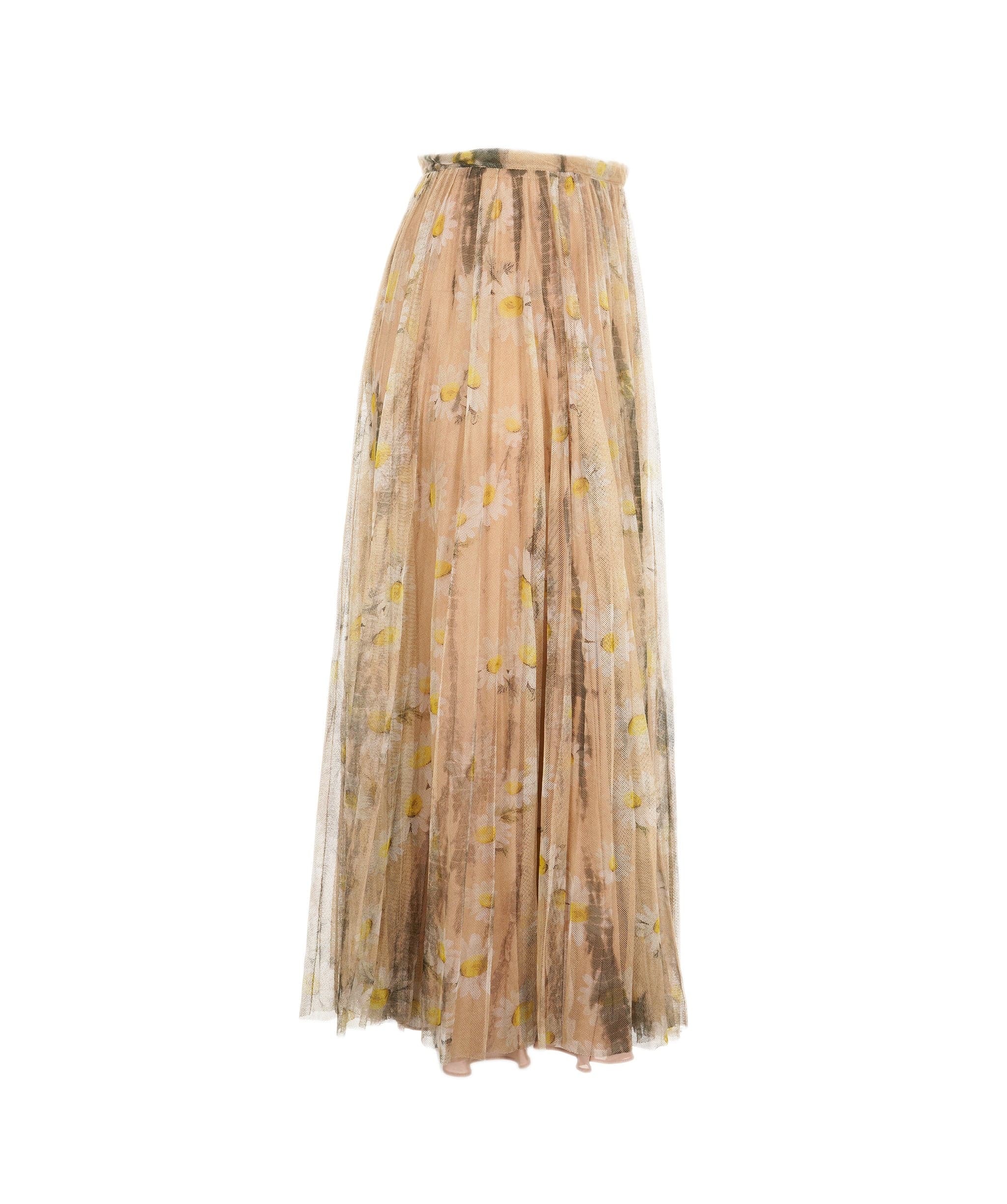 Christian Dior Christian Dior beige floral mesh overlap skirt  ASL8479