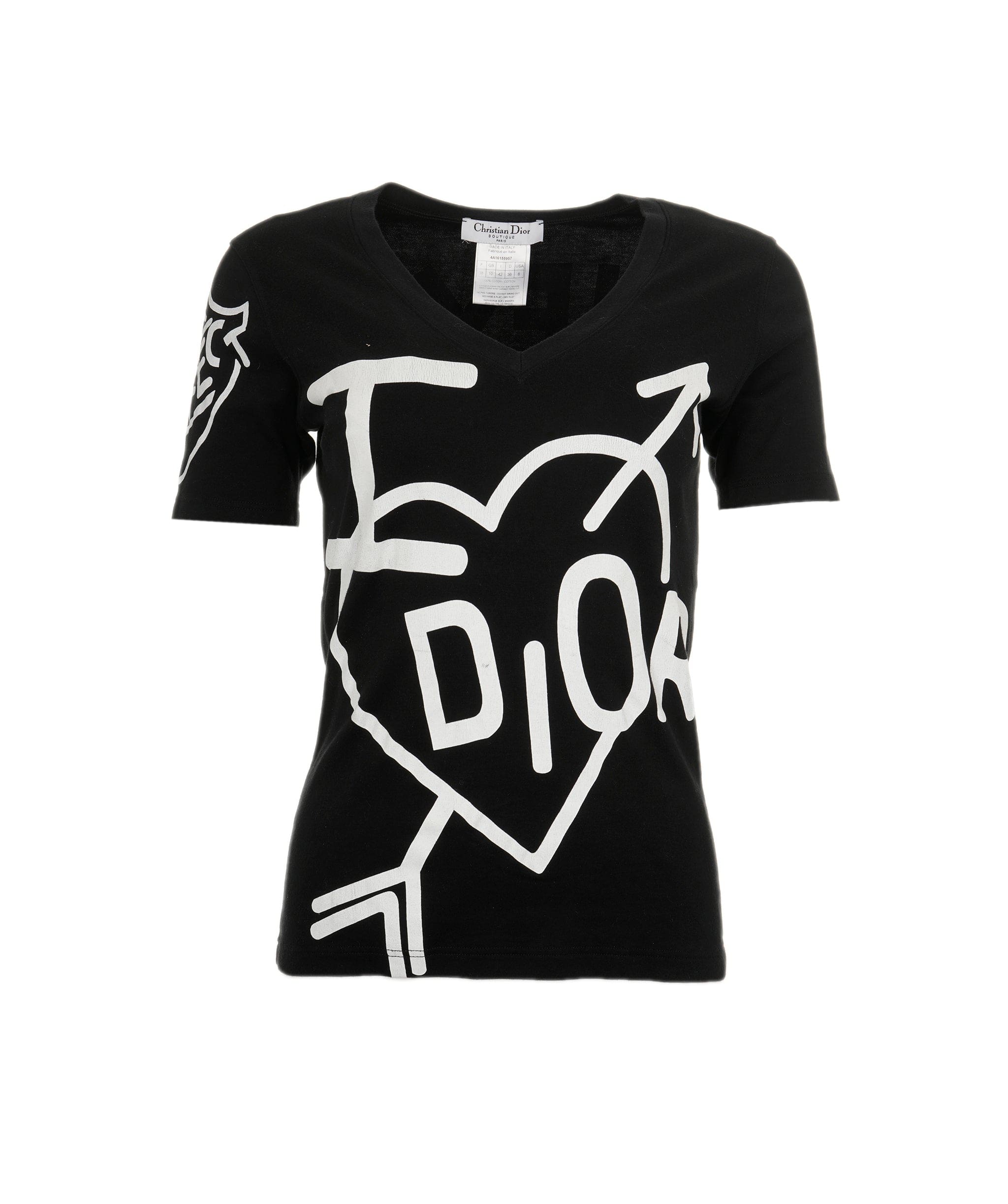 Christian Dior Dior Heart Logo V-neck T-shirt Black ASL4504