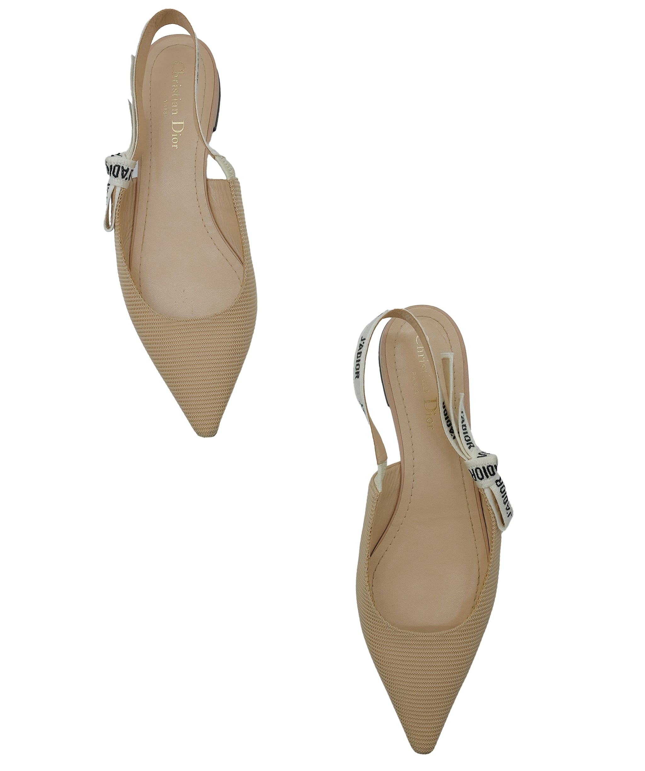 Christian Dior Dior J'Adior Ballerina Flat Sling back Biege Size 40 RJC2895