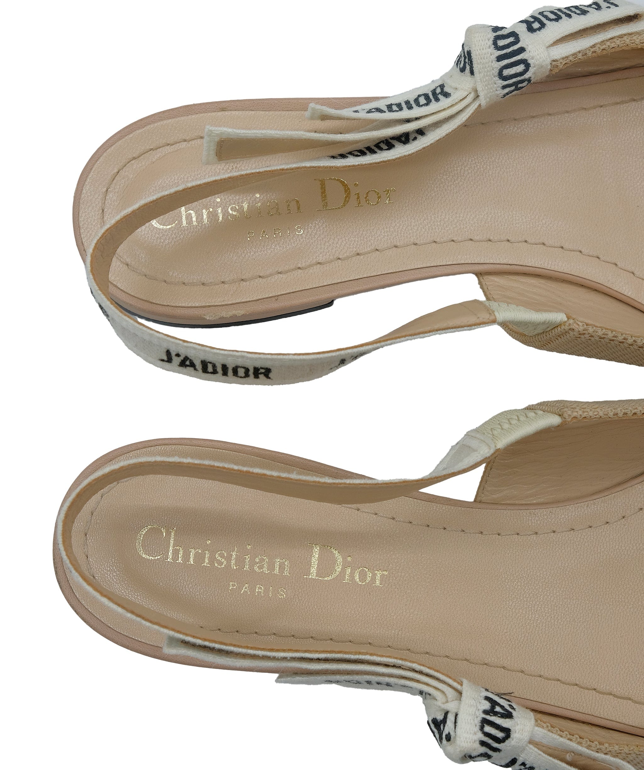 Christian Dior Dior J'Adior Ballerina Flat Sling back Biege Size 40 RJC2895