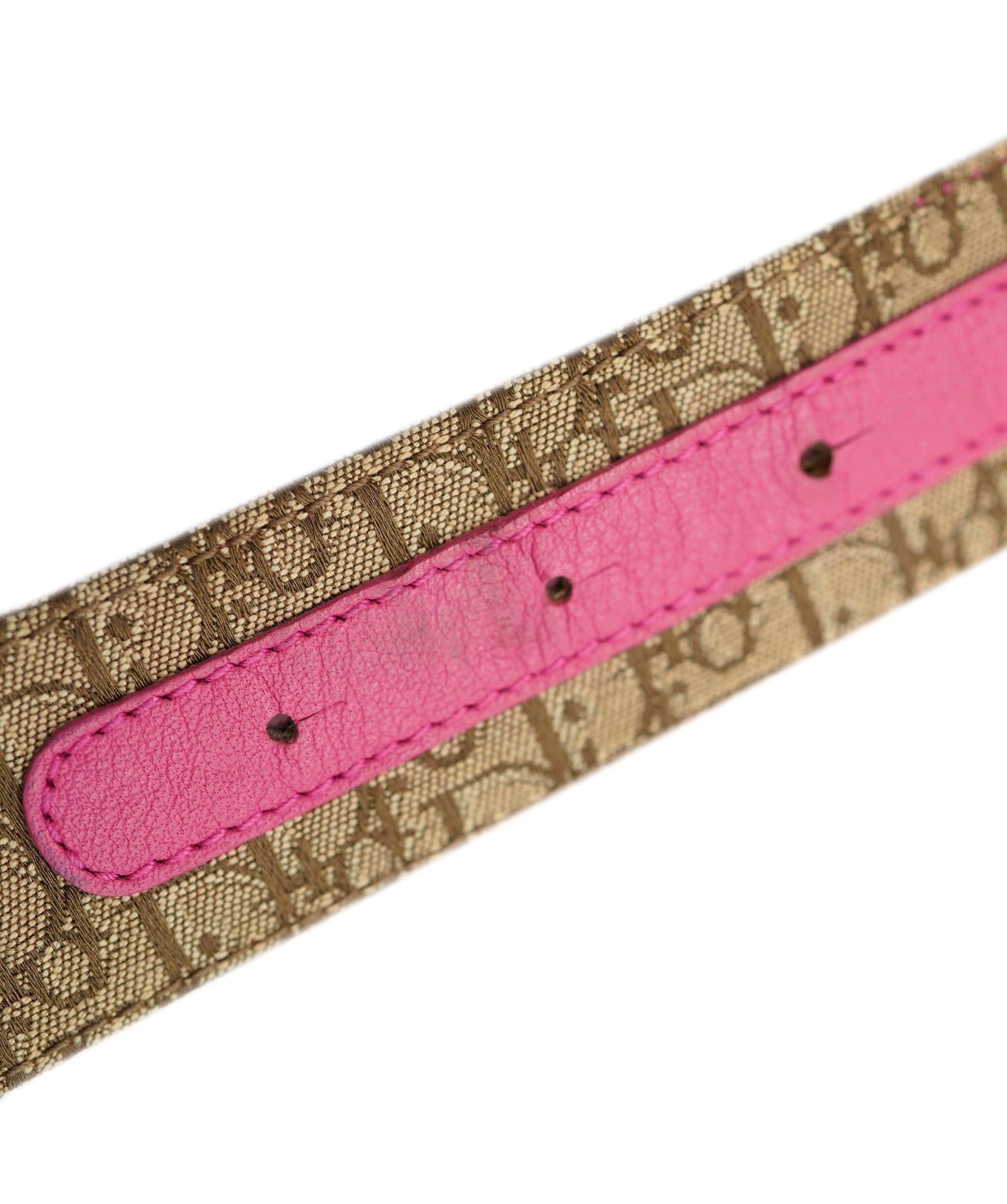 Christian Dior Dior Logo Plate Belt Beige Pink ASL8322