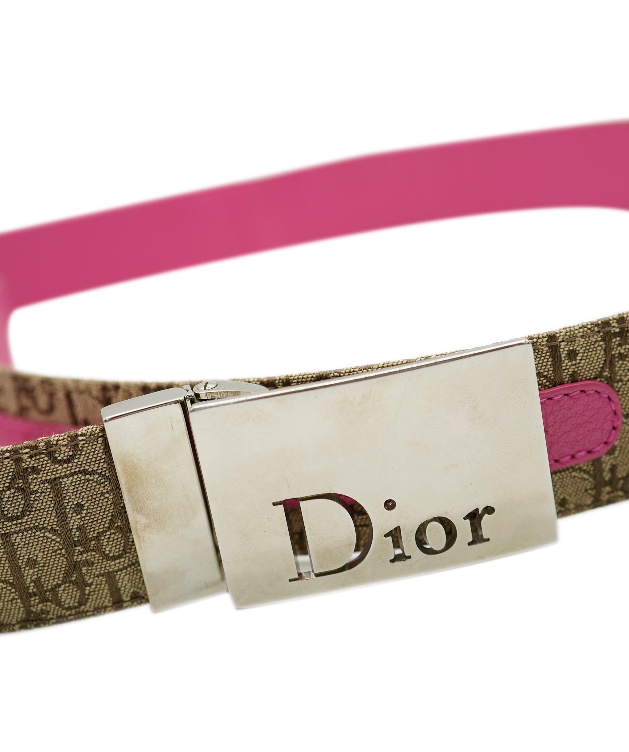 Christian Dior Dior Logo Plate Belt Beige Pink ASL8322