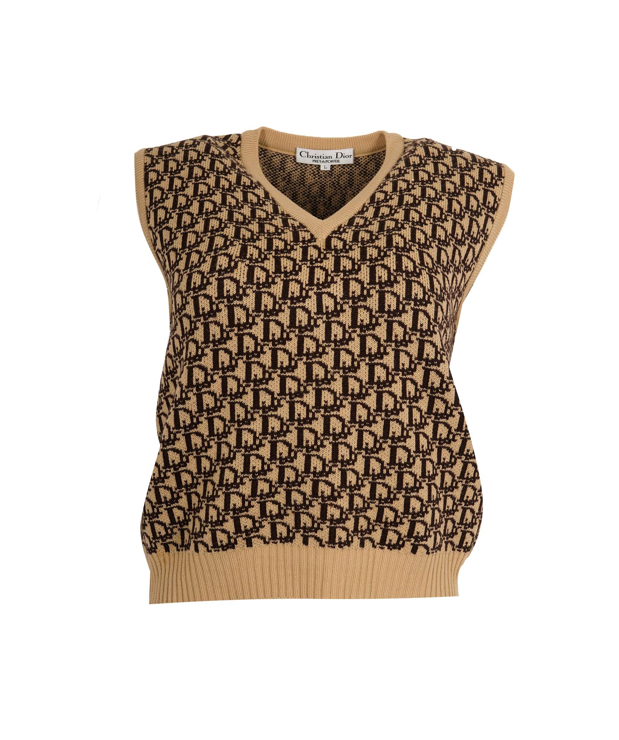 Christian Dior Dior trotter Knit Vest #L Beige ASL9820