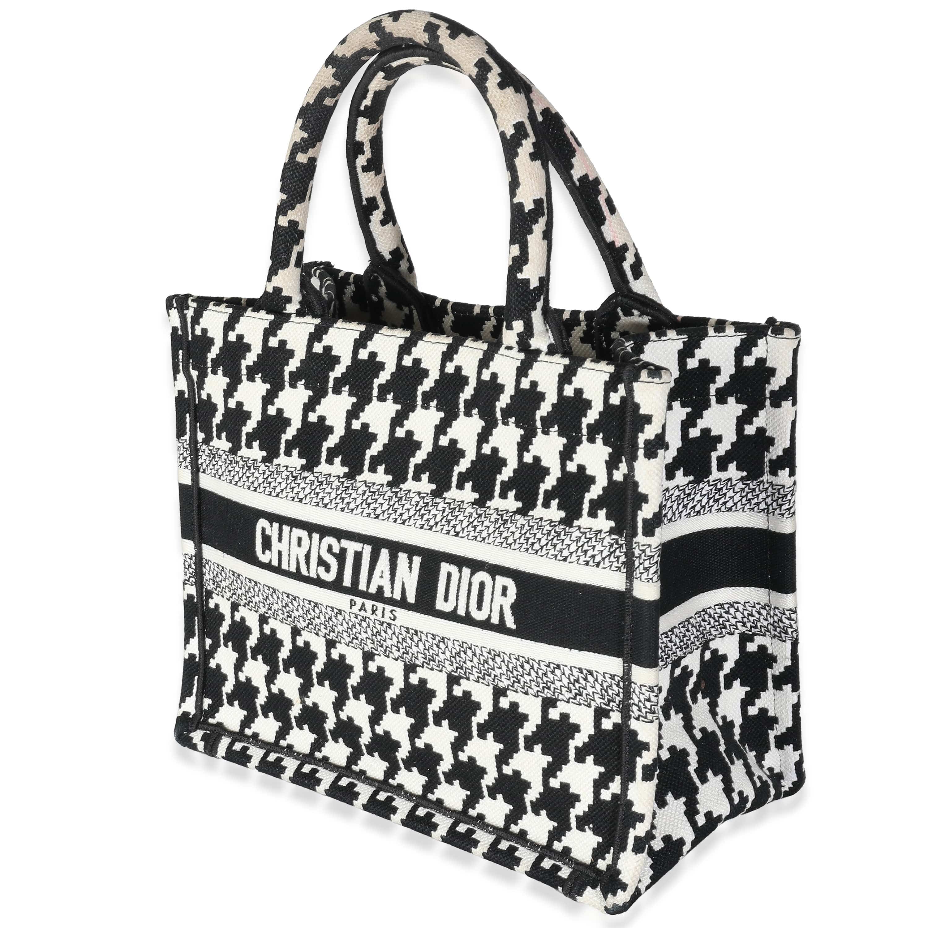 Christian Dior Black White Houndstooth Small Book Tote