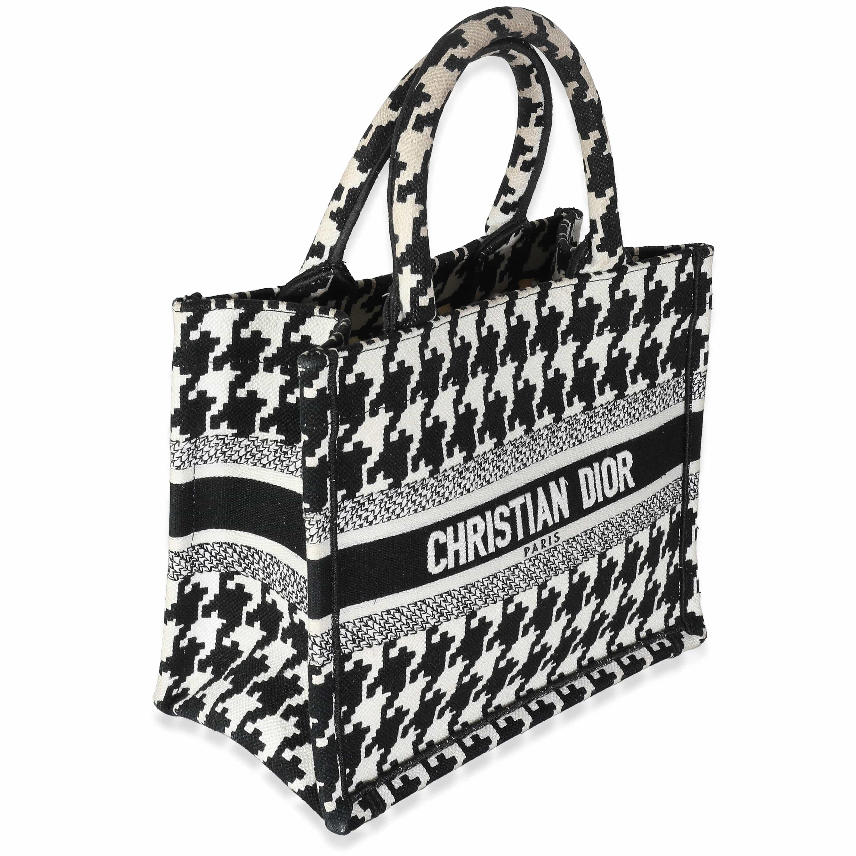 Christian Dior Black White Houndstooth Small Book Tote