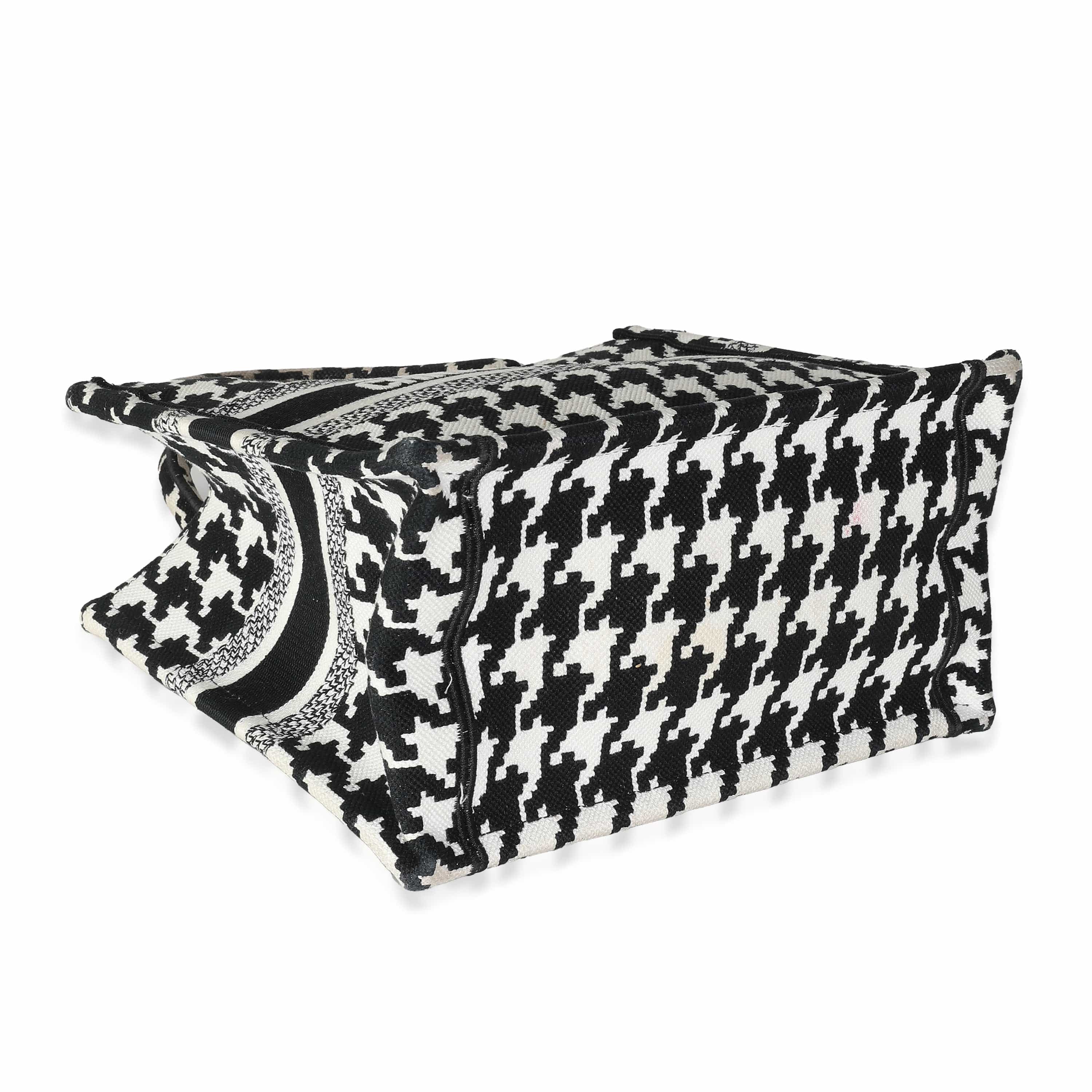 Christian Dior Black White Houndstooth Small Book Tote