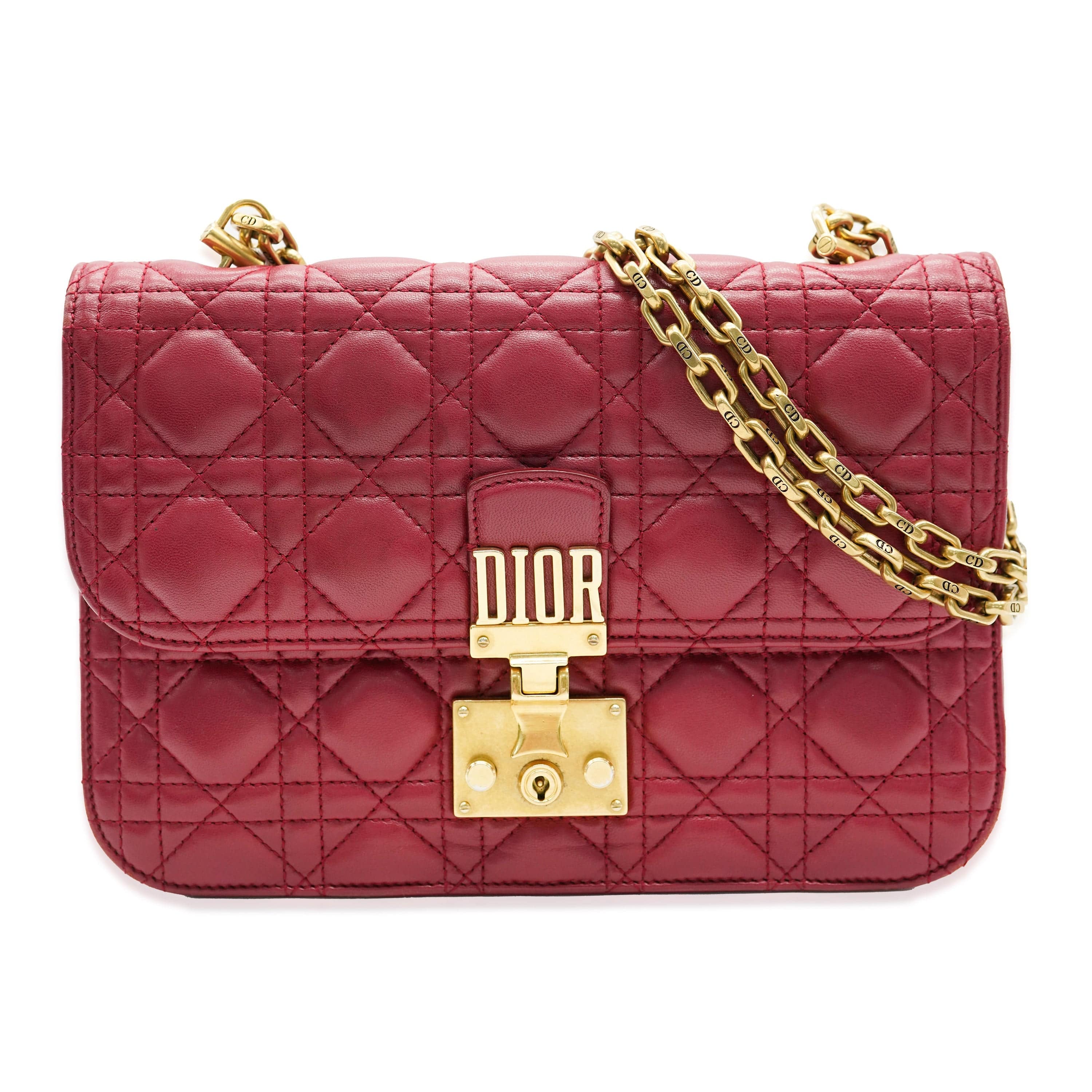 Christian Dior Christian Dior Bordeaux Lambskin Cannage Medium Dioraddict Flap Bag