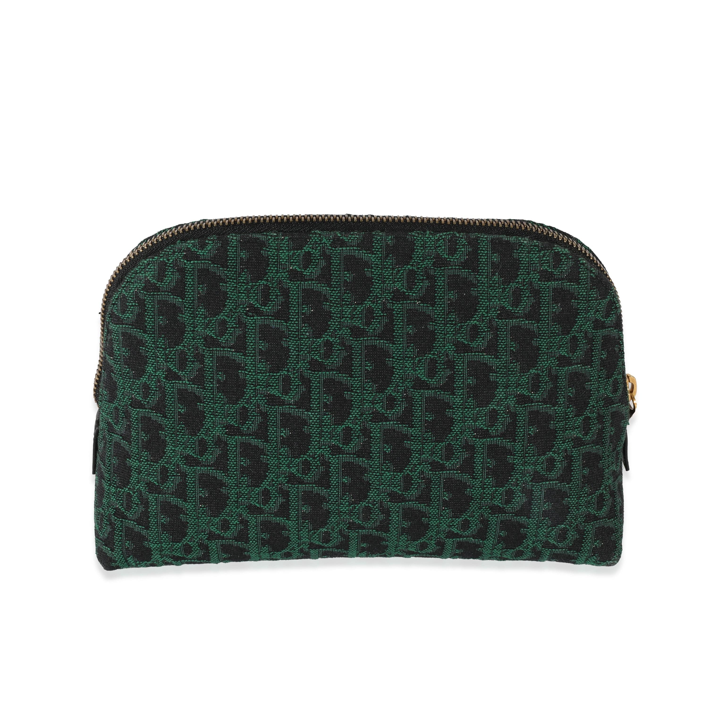 Christian Dior Christian Dior Canvas Green Oblique Cosmetic Pouch