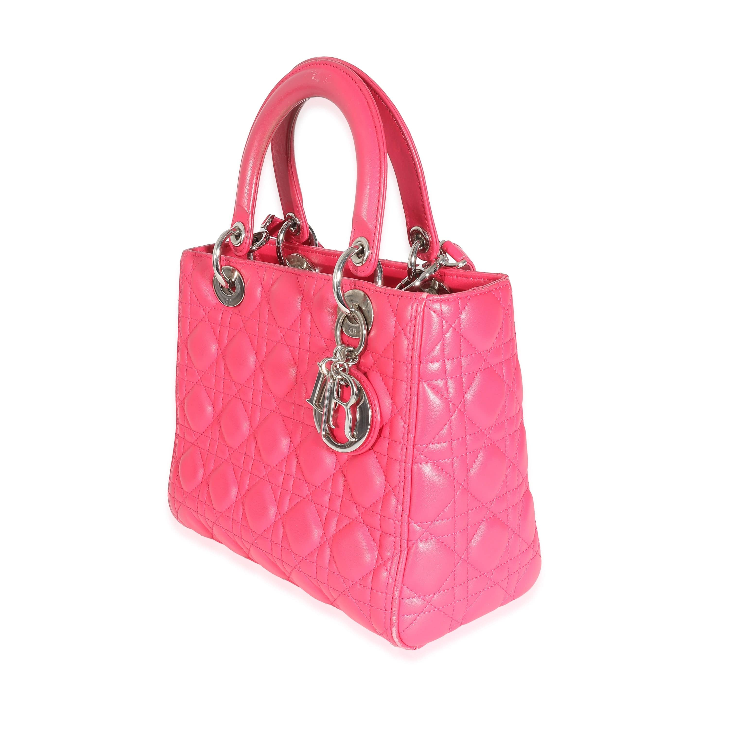 Christian Dior Christian Dior Pink Cannage Lambskin Medium Lady Dior