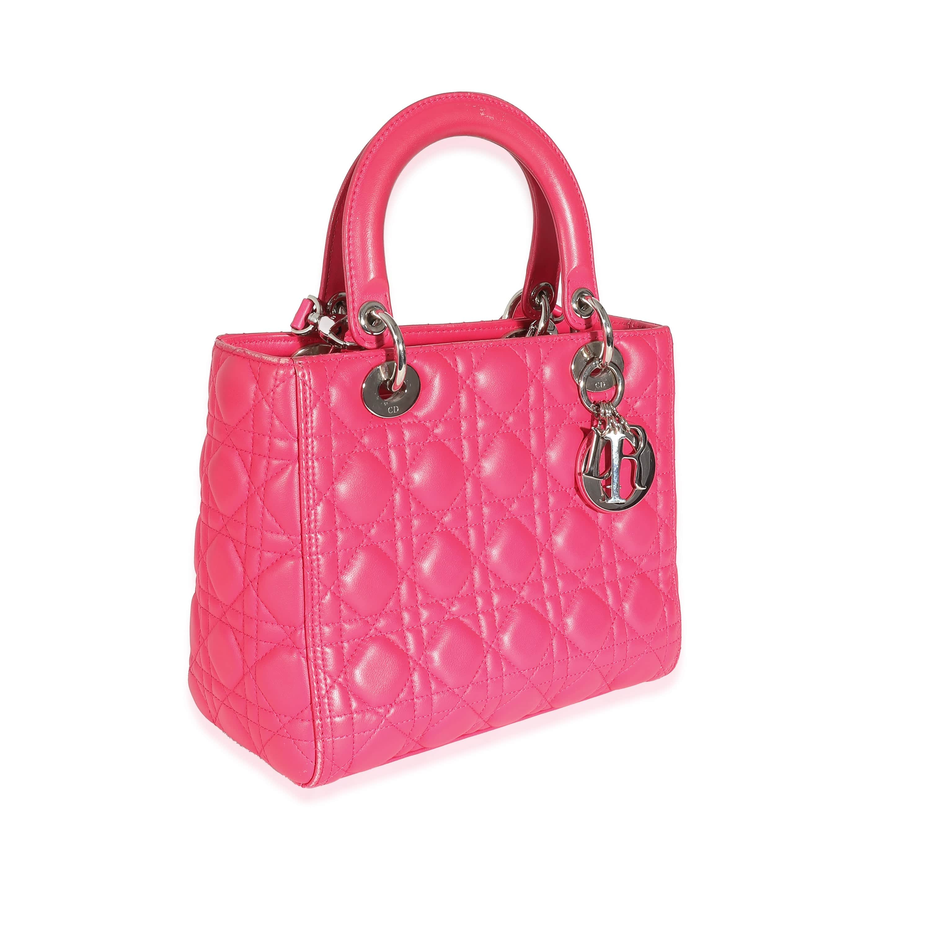 Christian Dior Christian Dior Pink Cannage Lambskin Medium Lady Dior