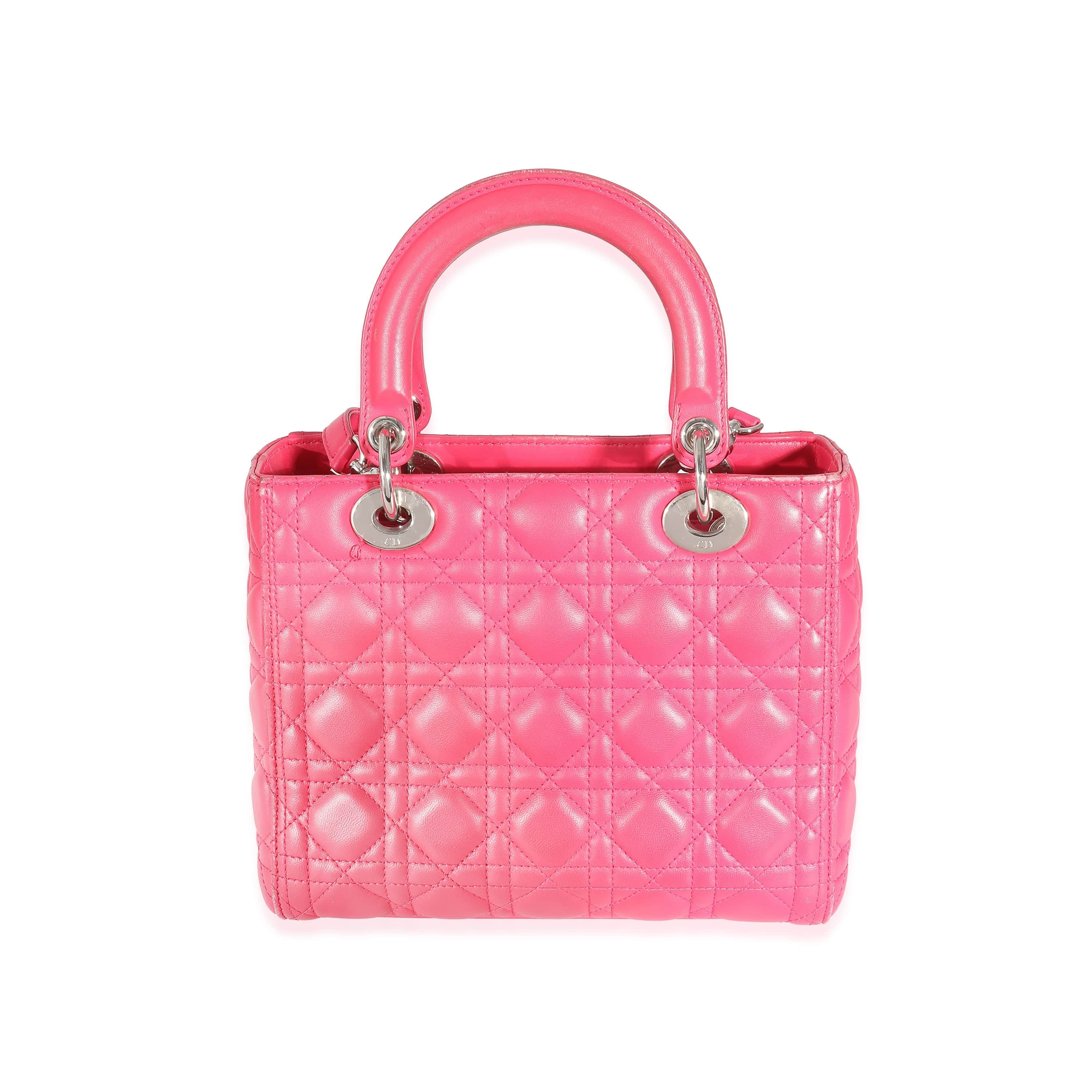 Christian Dior Christian Dior Pink Cannage Lambskin Medium Lady Dior