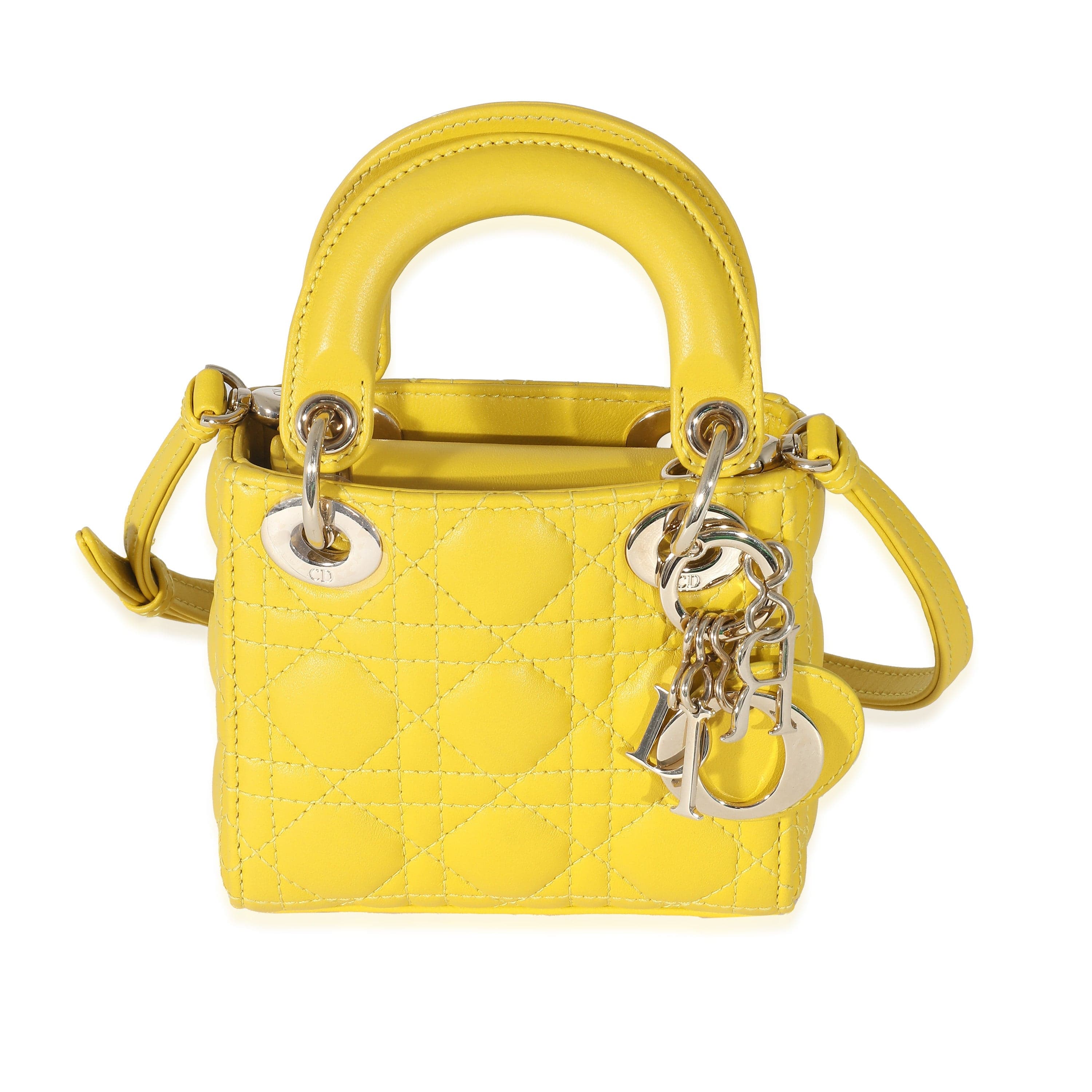 Christian Dior Christian Dior Yellow Lambskin Micro Lady Dior