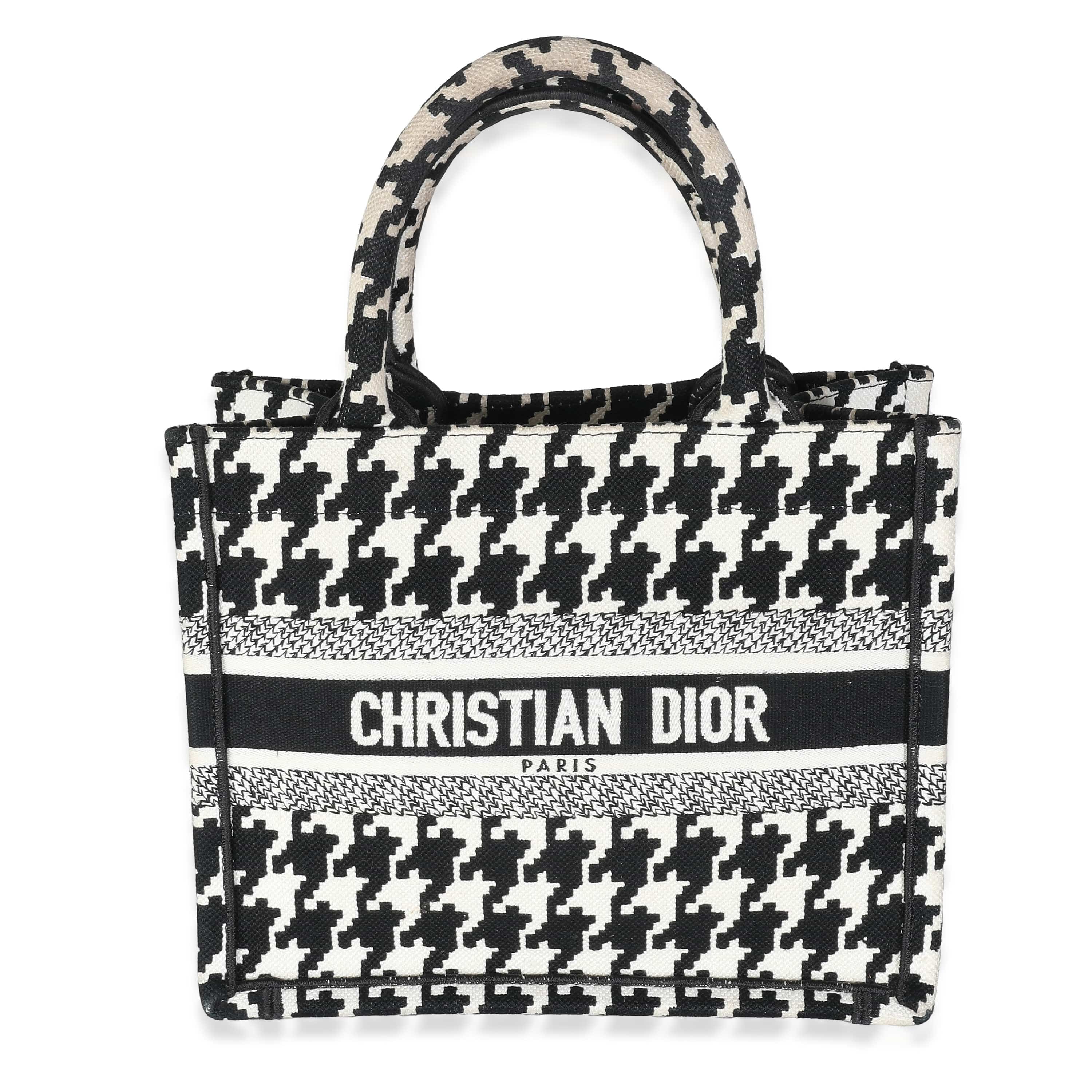 Christian Dior Dior Black White Houndstooth Small Book Tote