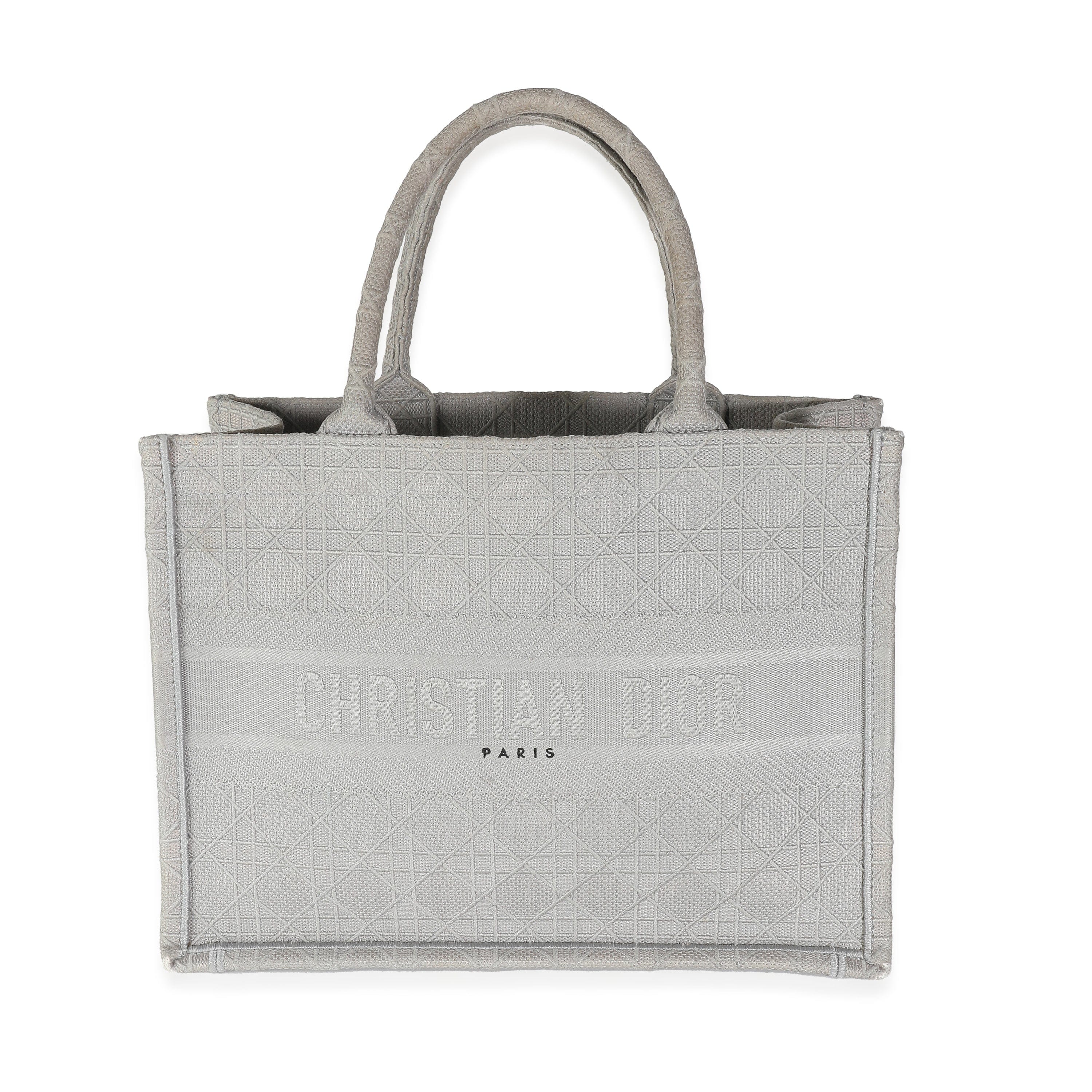 Christian Dior Grey Canvas Cannage Medium Book Tote