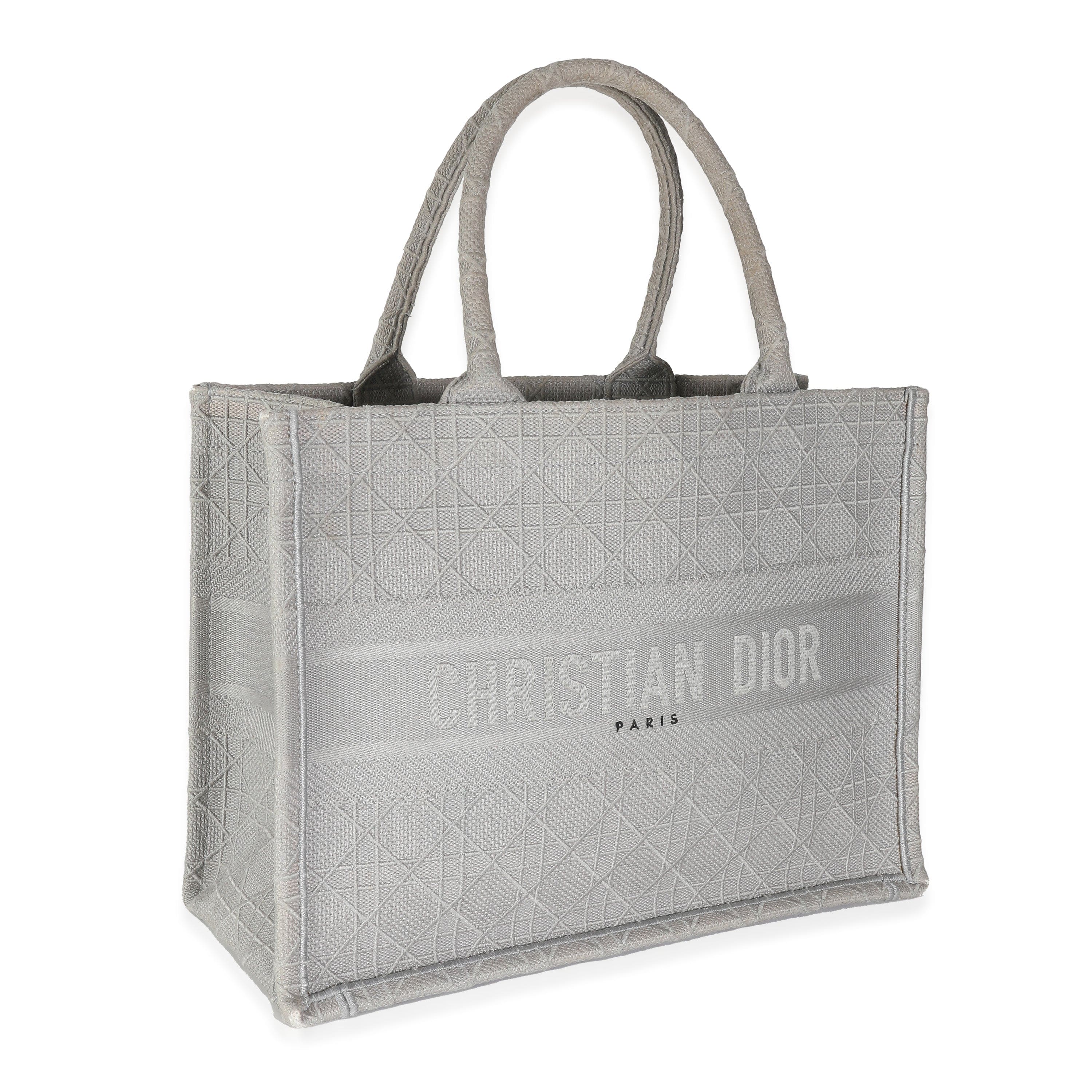 Christian Dior Grey Canvas Cannage Medium Book Tote