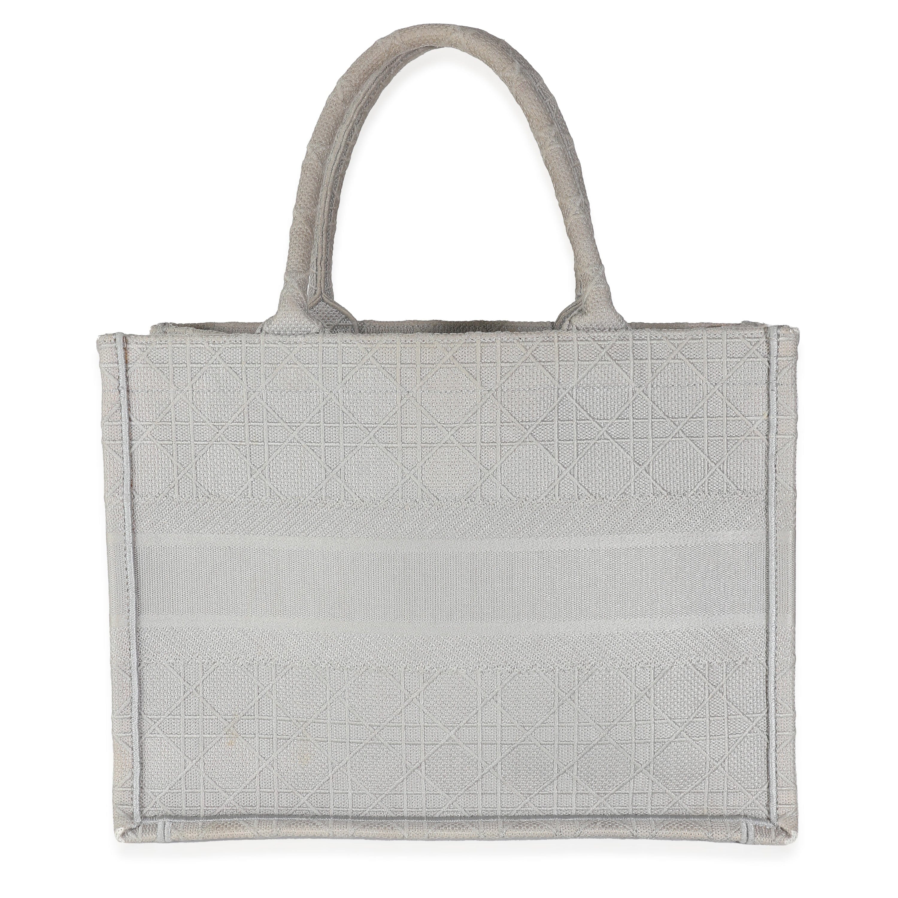 Christian Dior Grey Canvas Cannage Medium Book Tote