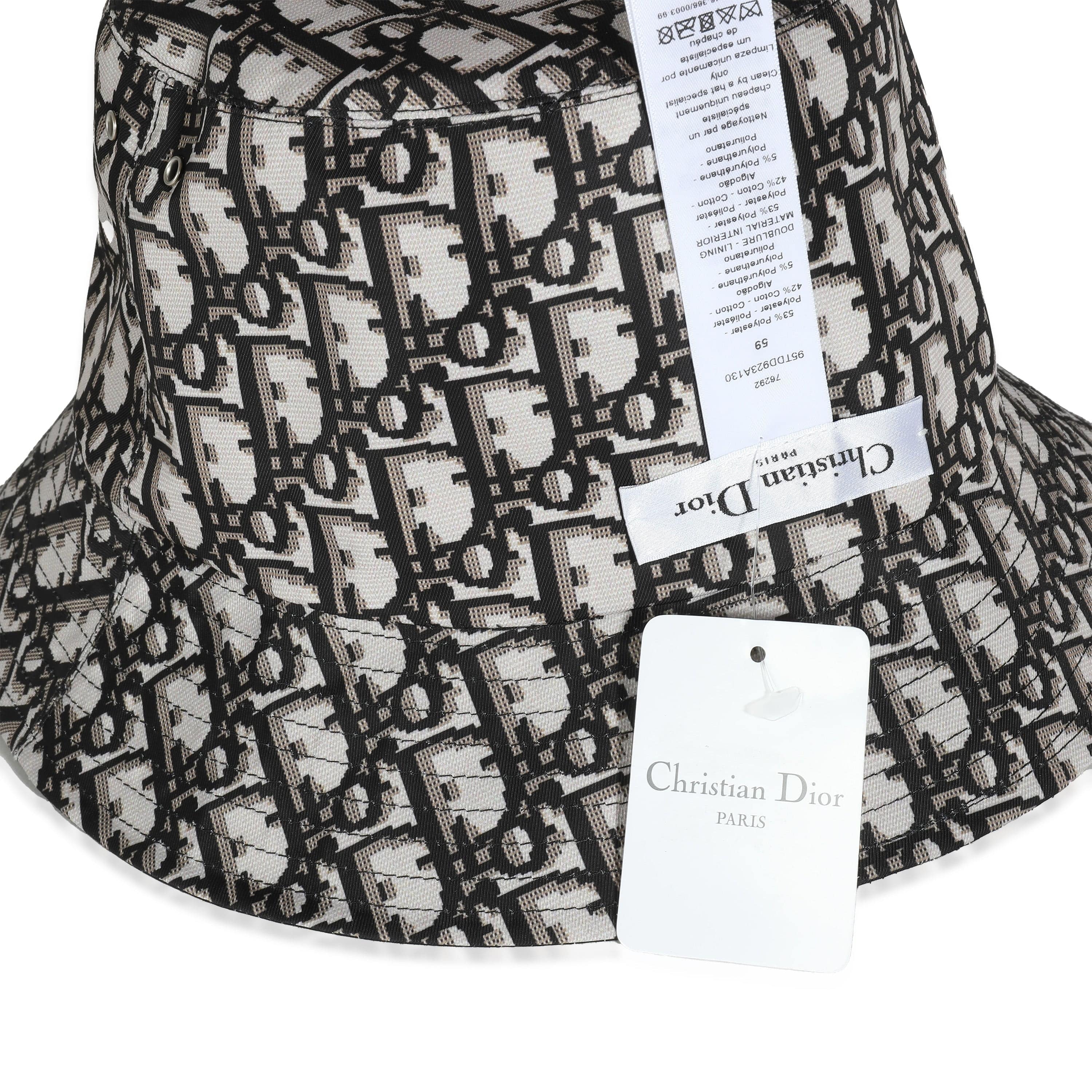 Christian Dior Black Oblique Reversible Teddy-D Brim Bucket Hat 59