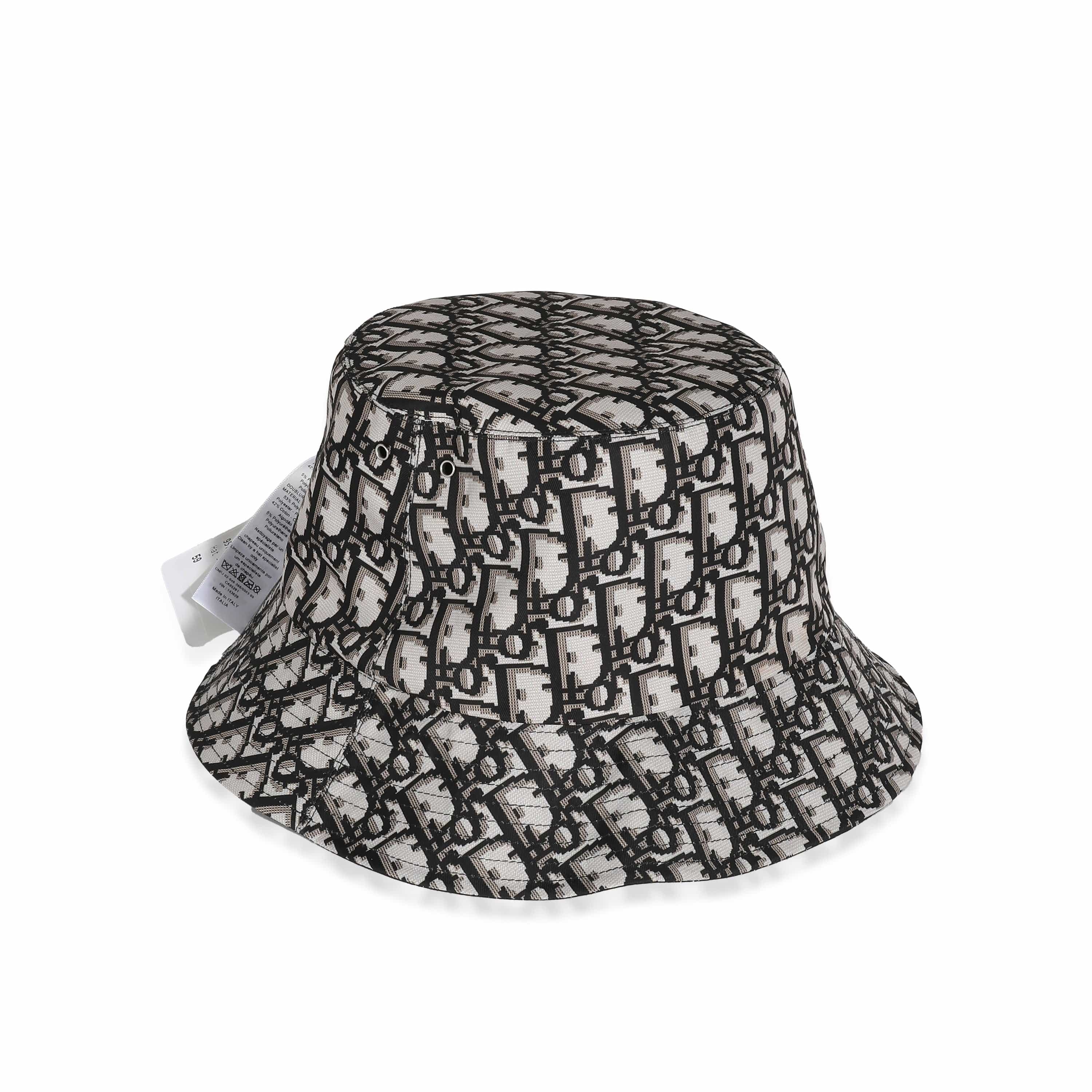 Christian Dior Black Oblique Reversible Teddy-D Brim Bucket Hat 59