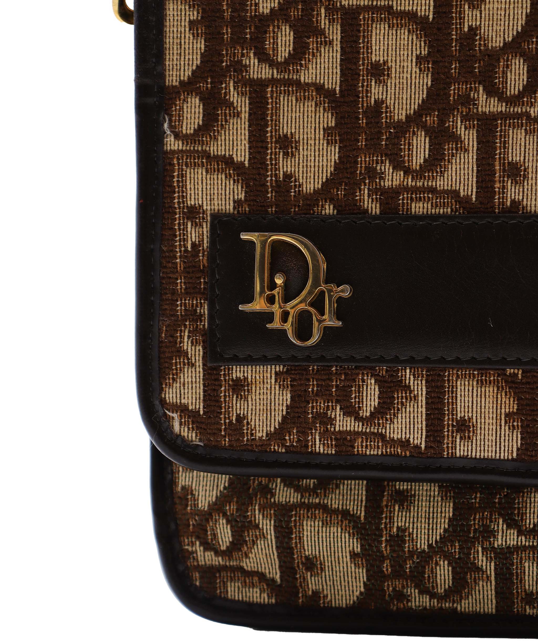 Christian Dior Christian Dior Trotter Canvas Clutch Bag Brown Gold Auth yk14505 DXBV0381