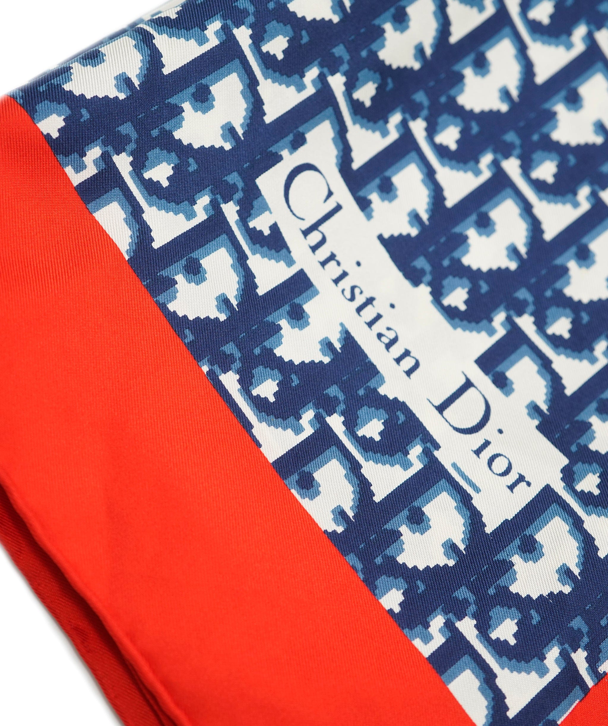 Christian Dior Dior Monogram Silk Scarf Blue Red ASL10518