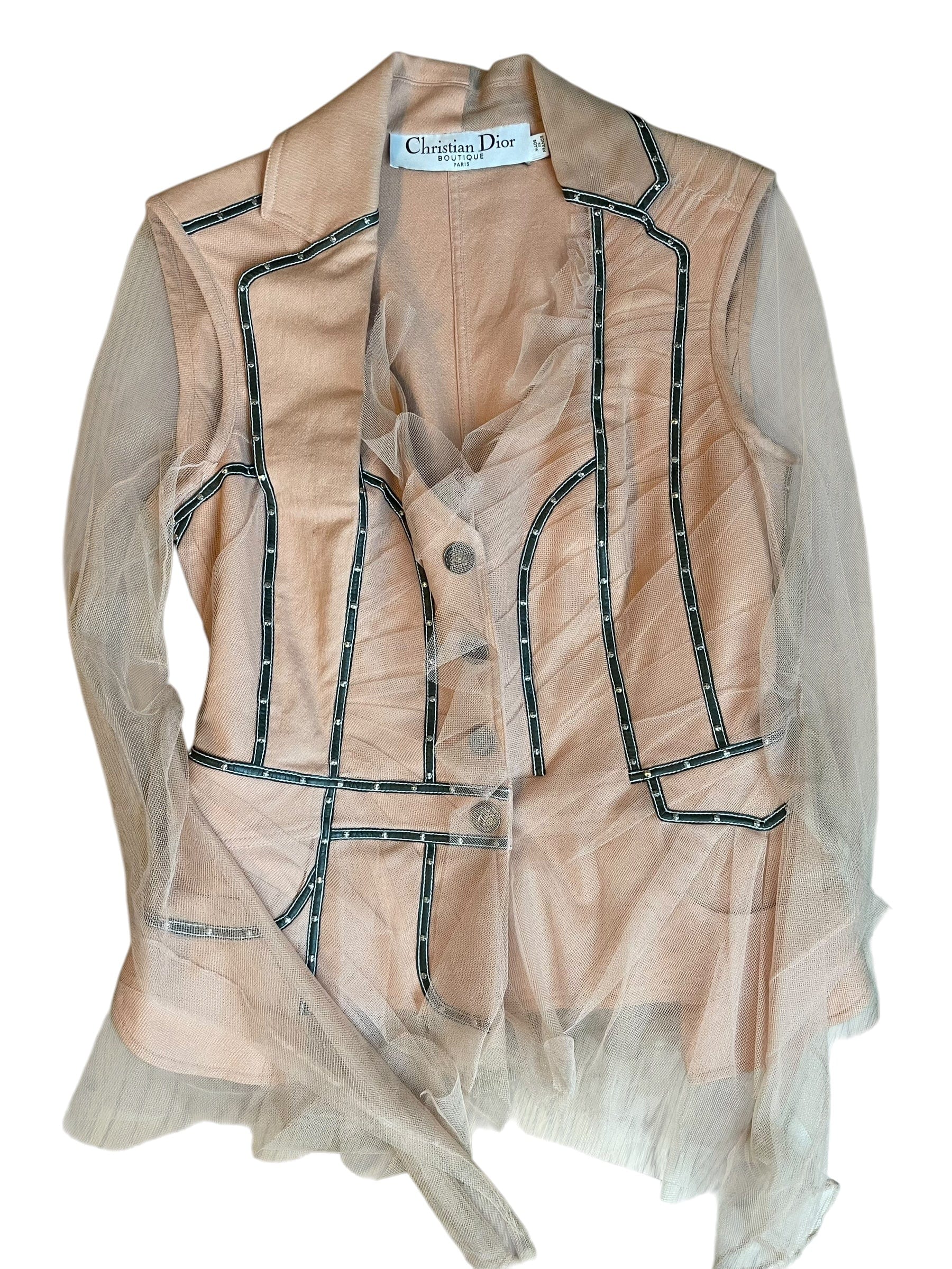 Christian Dior Galliano Dior Tulle Jacket Blush Pink Sz 42 DXBK0184