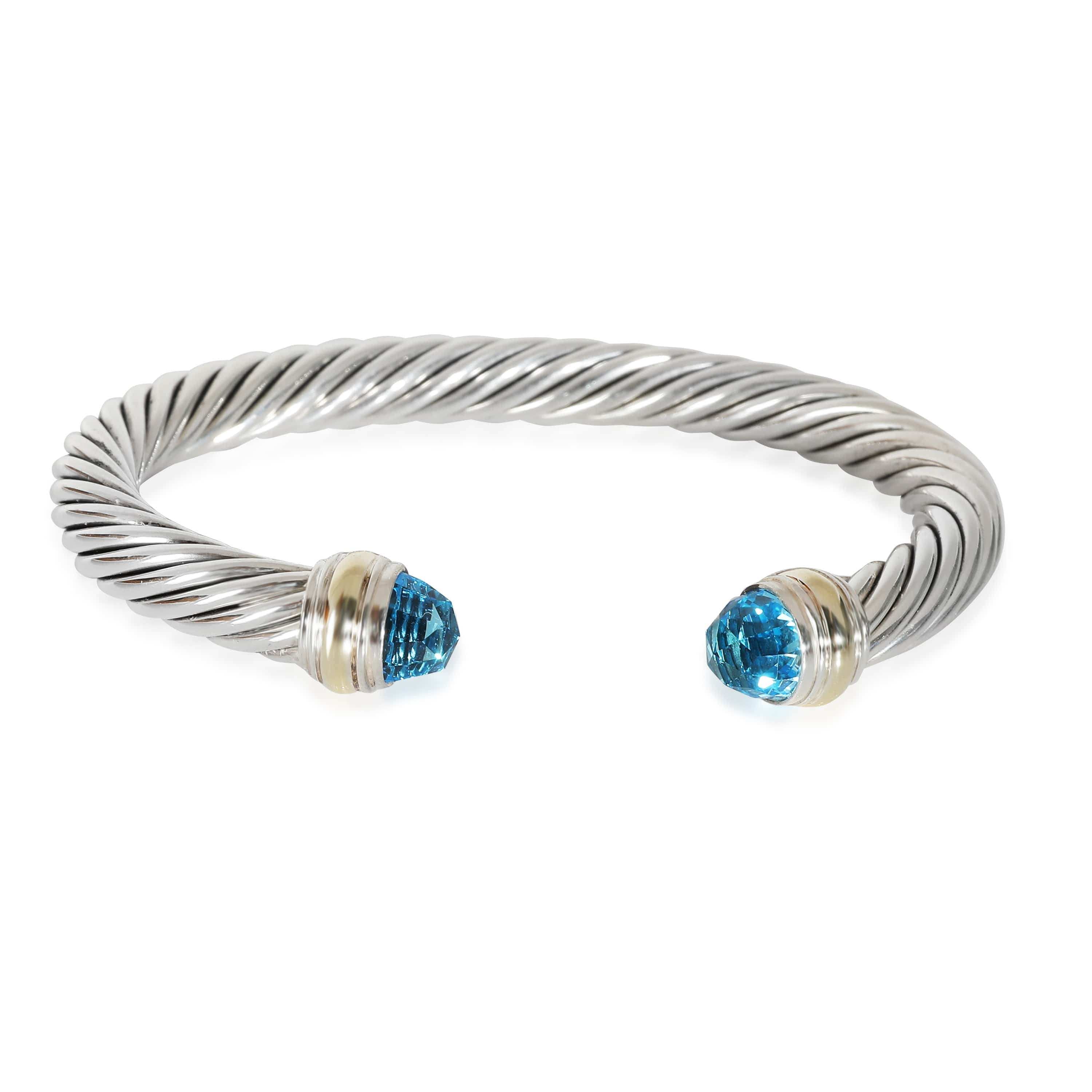 David Yurman Cable Blue Topaz Bracelet in 14k Yellow Gold/Sterling Silver