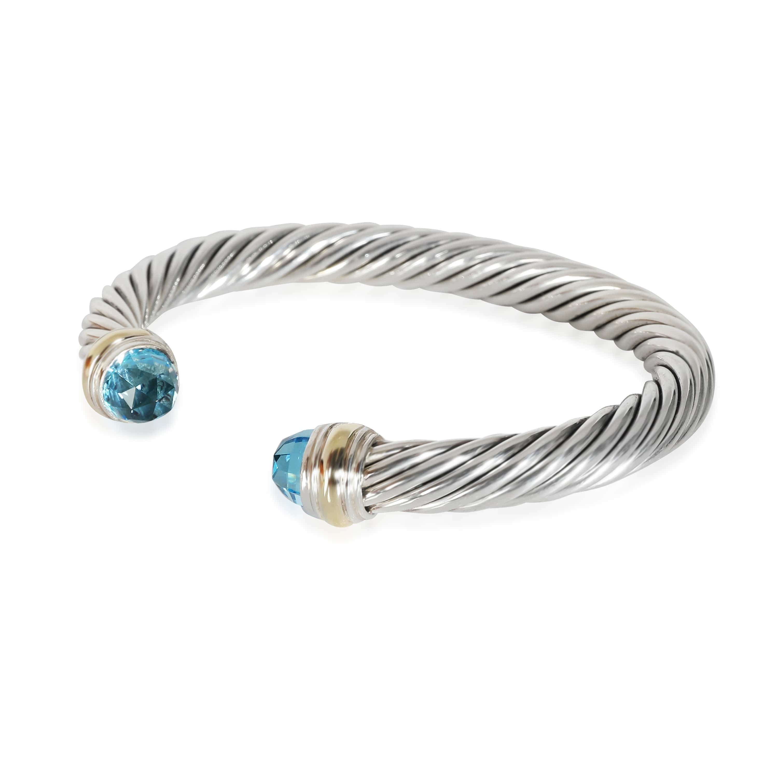 David Yurman Cable Blue Topaz Bracelet in 14k Yellow Gold/Sterling Silver