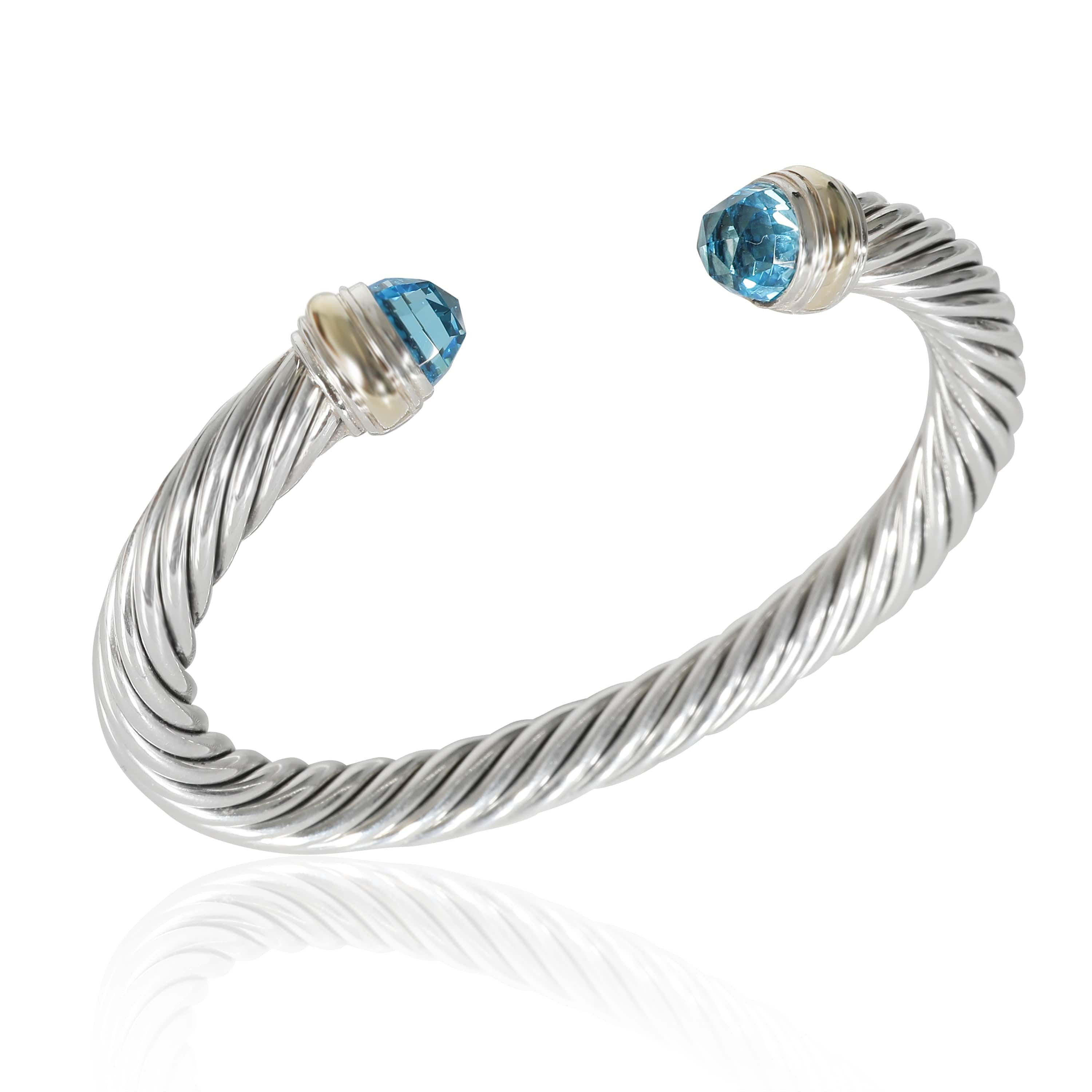 David Yurman Cable Blue Topaz Bracelet in 14k Yellow Gold/Sterling Silver