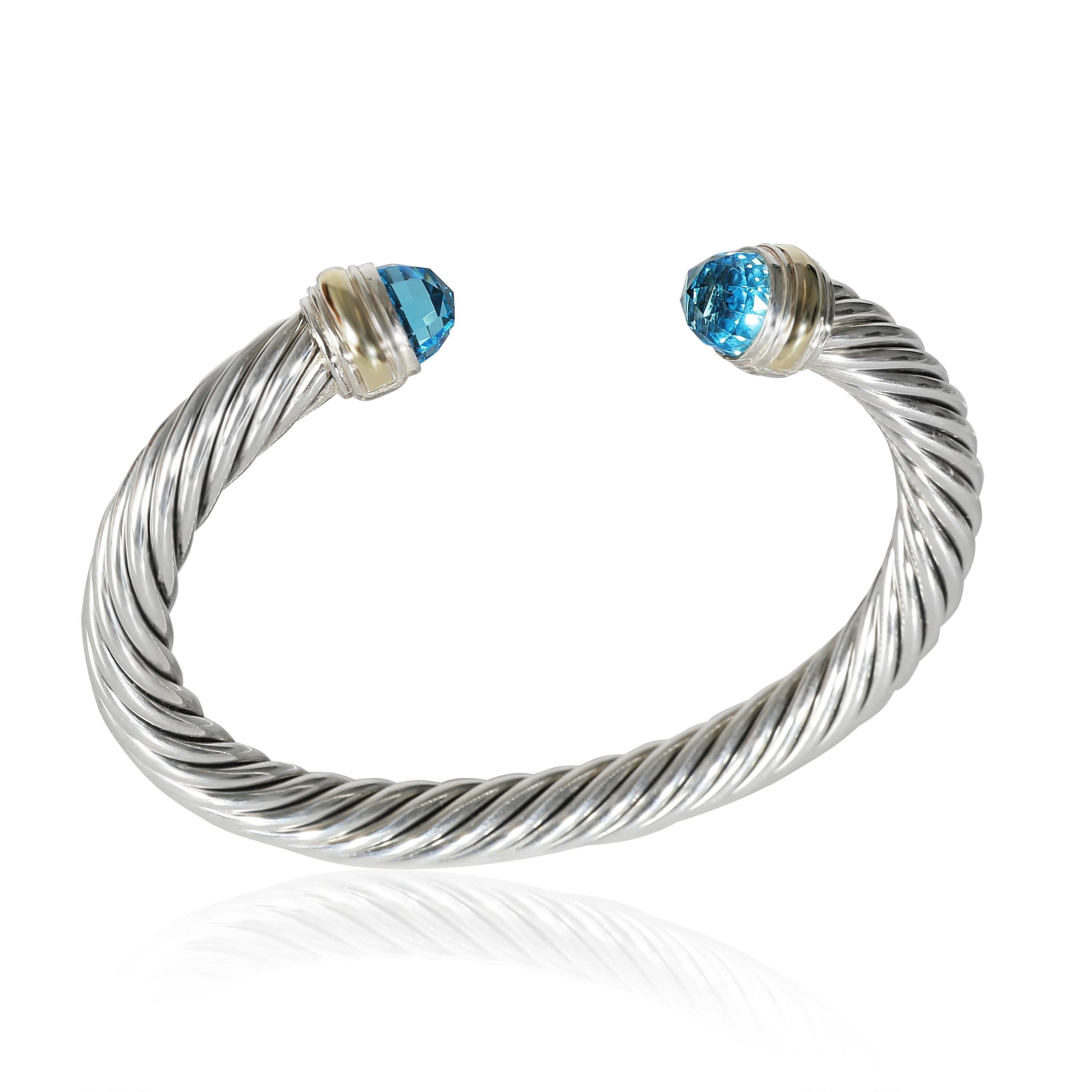 David Yurman Cable Blue Topaz Bracelet in 14k Yellow Gold/Sterling Silver