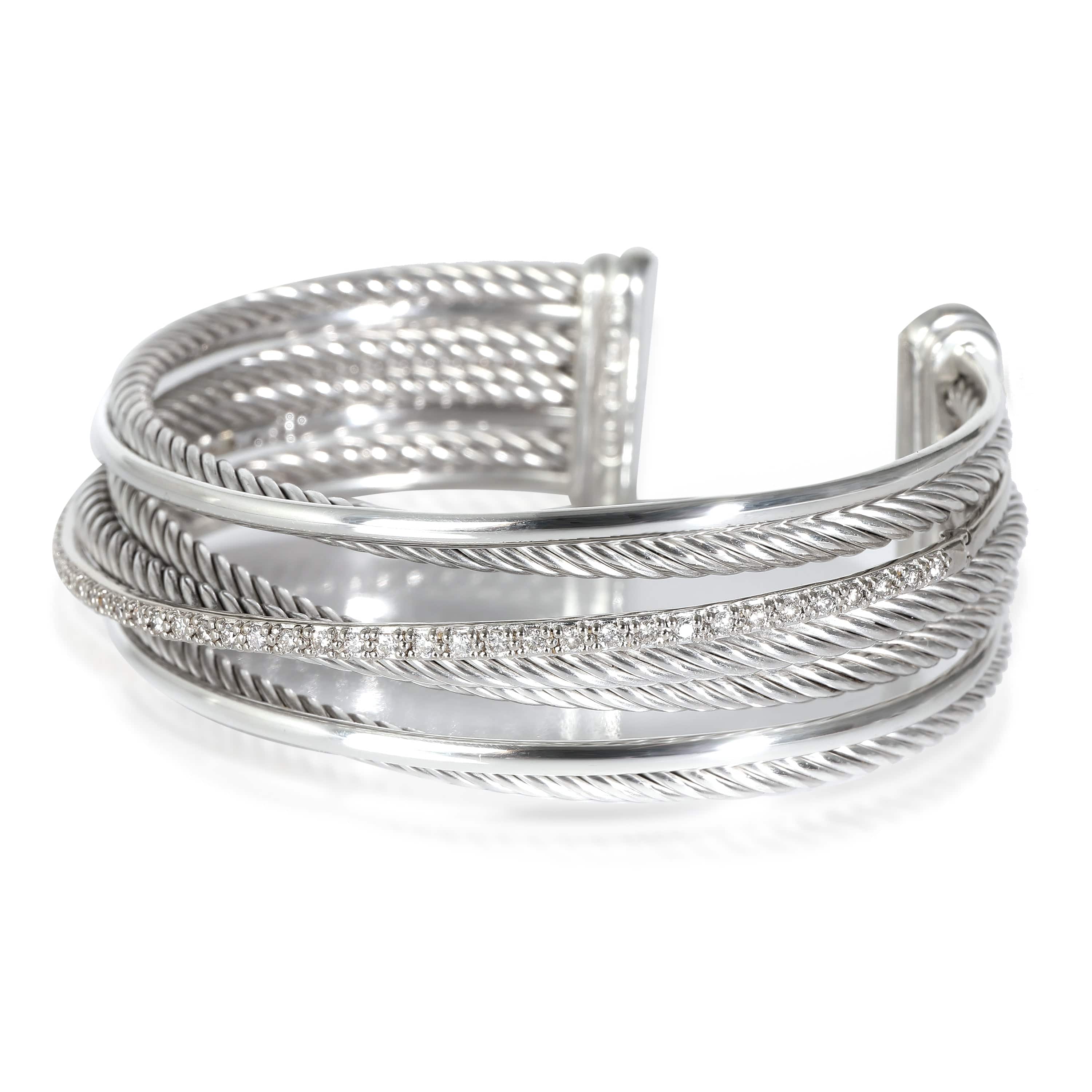 David Yurman Crossover Bracelet in  Sterling Silver 0.65 CTW