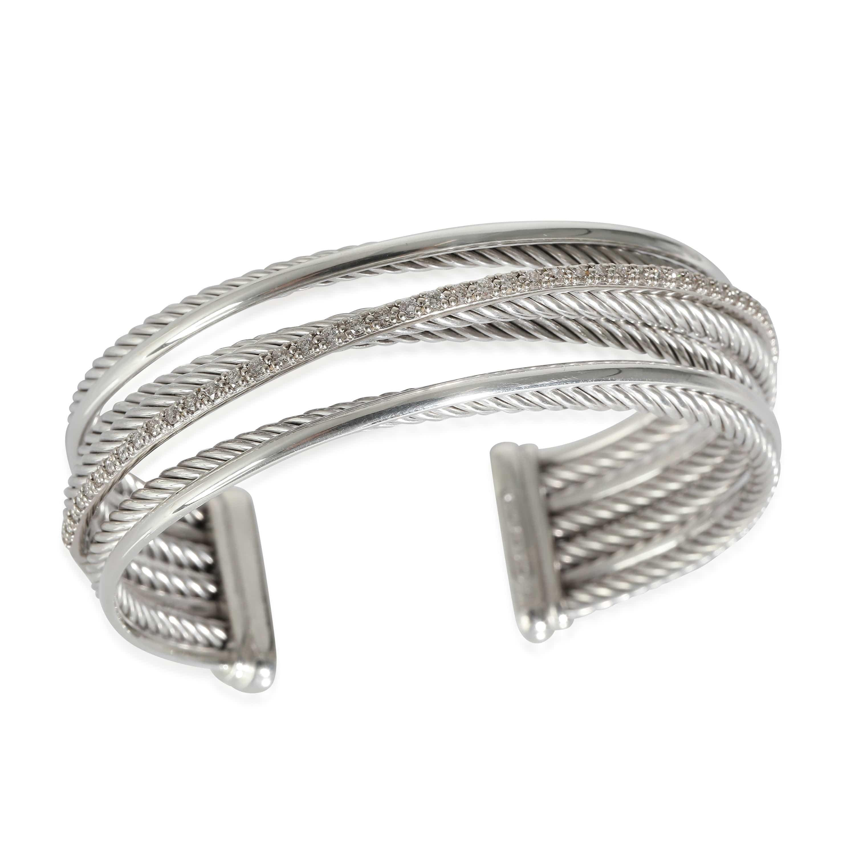 David Yurman Crossover Bracelet in  Sterling Silver 0.65 CTW