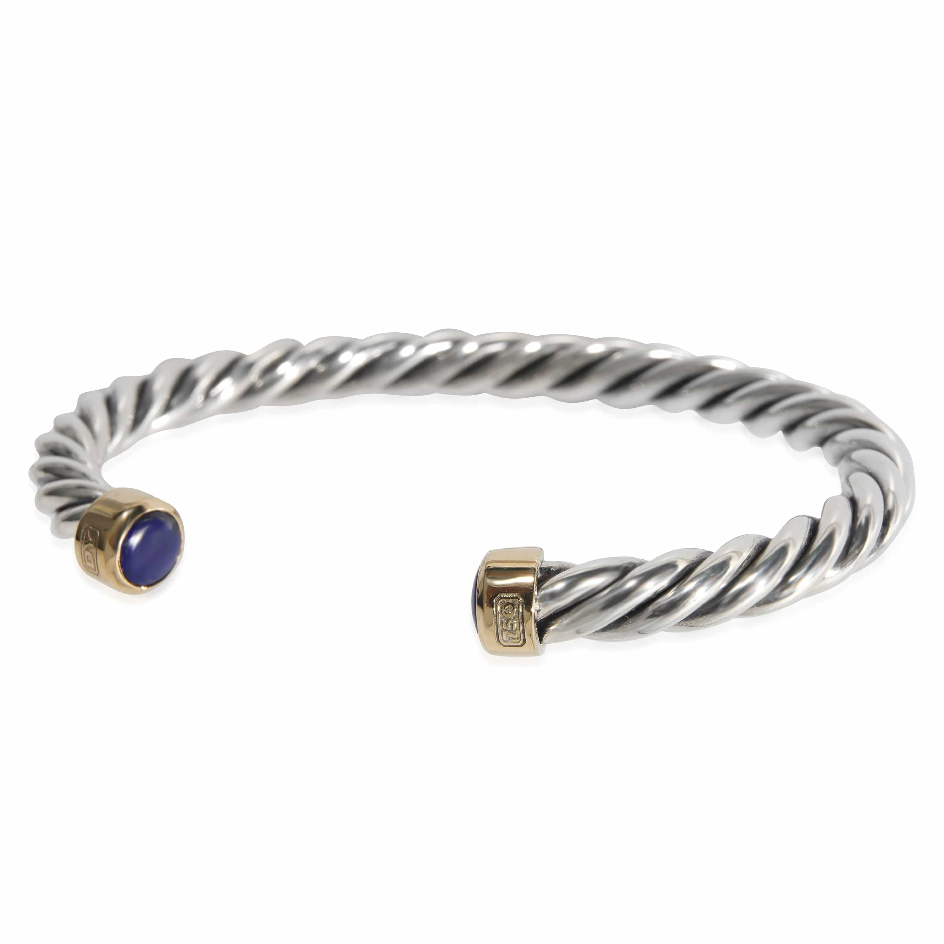 David Yurman David Yurman Cable Cuff Bracelet With Lapis Lazuli, 6mm in 18K/SS