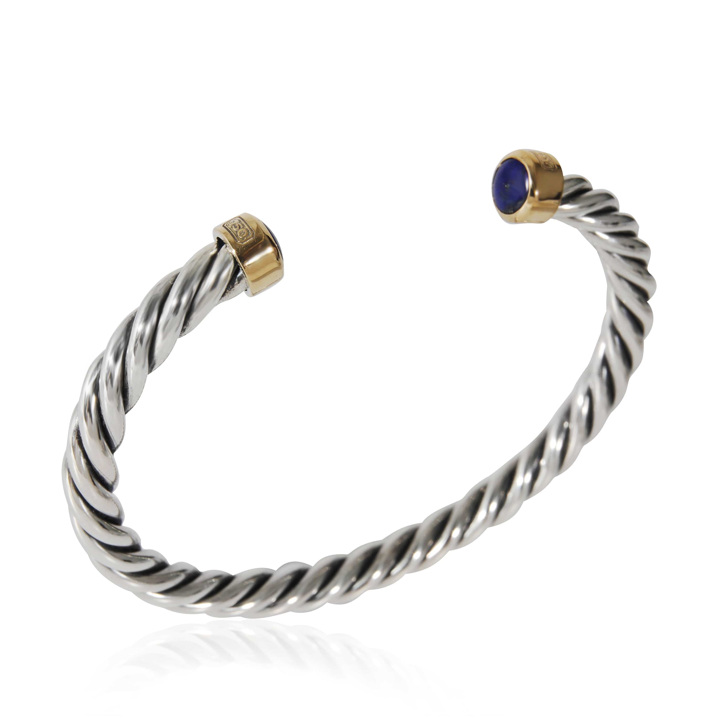 David Yurman David Yurman Cable Cuff Bracelet With Lapis Lazuli, 6mm in 18K/SS