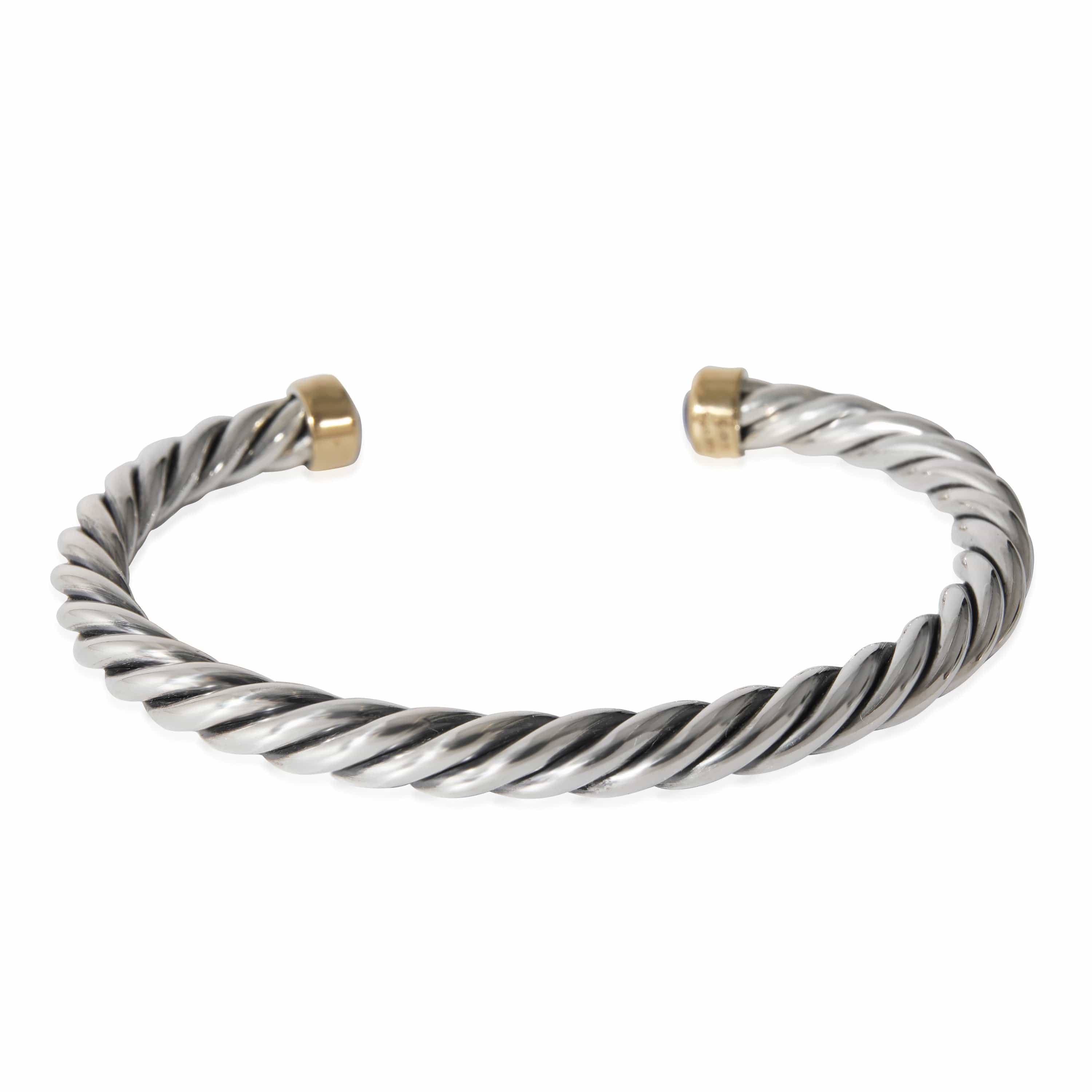 David Yurman David Yurman Cable Cuff Bracelet With Lapis Lazuli, 6mm in 18K/SS