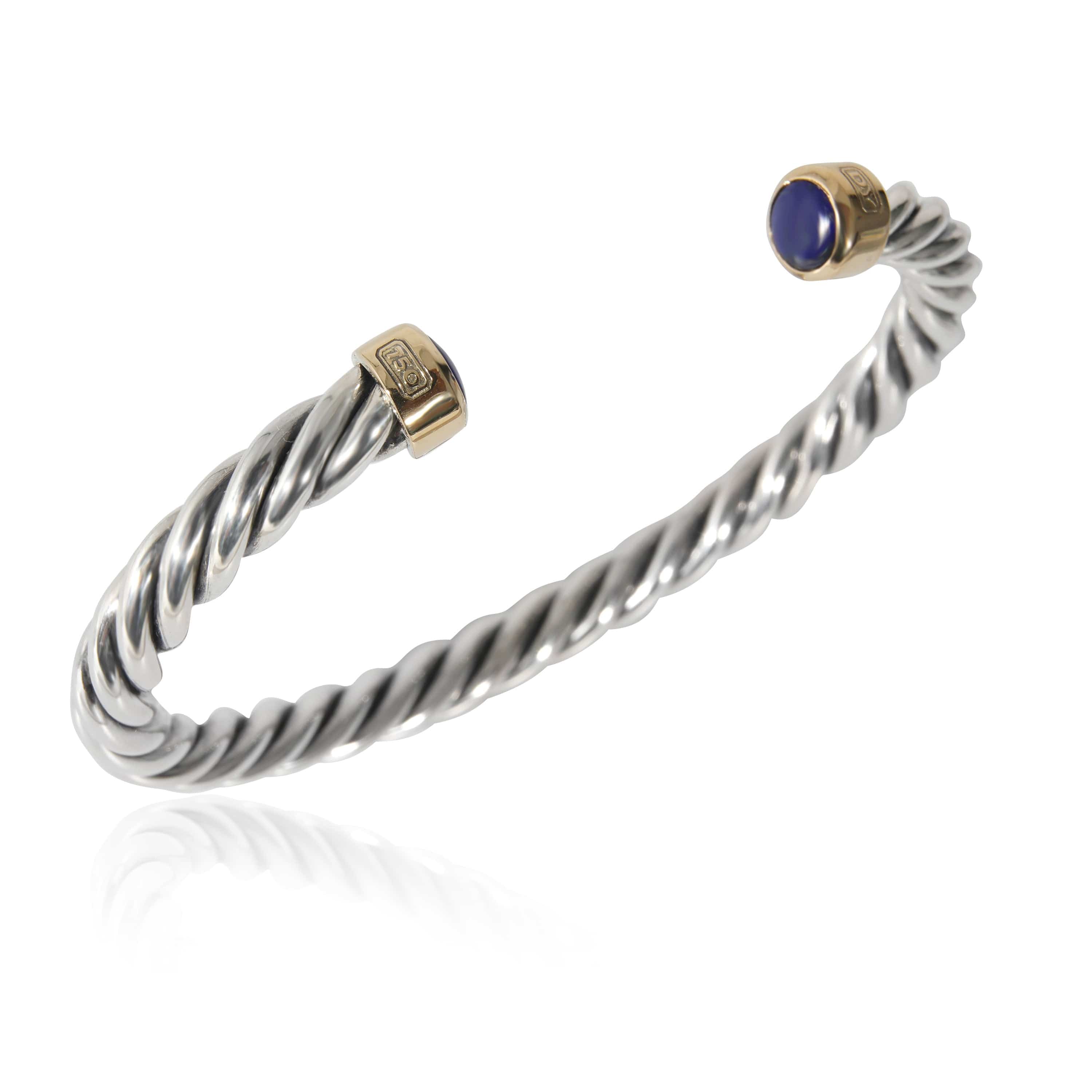 David Yurman David Yurman Cable Cuff Bracelet With Lapis Lazuli, 6mm in 18K/SS