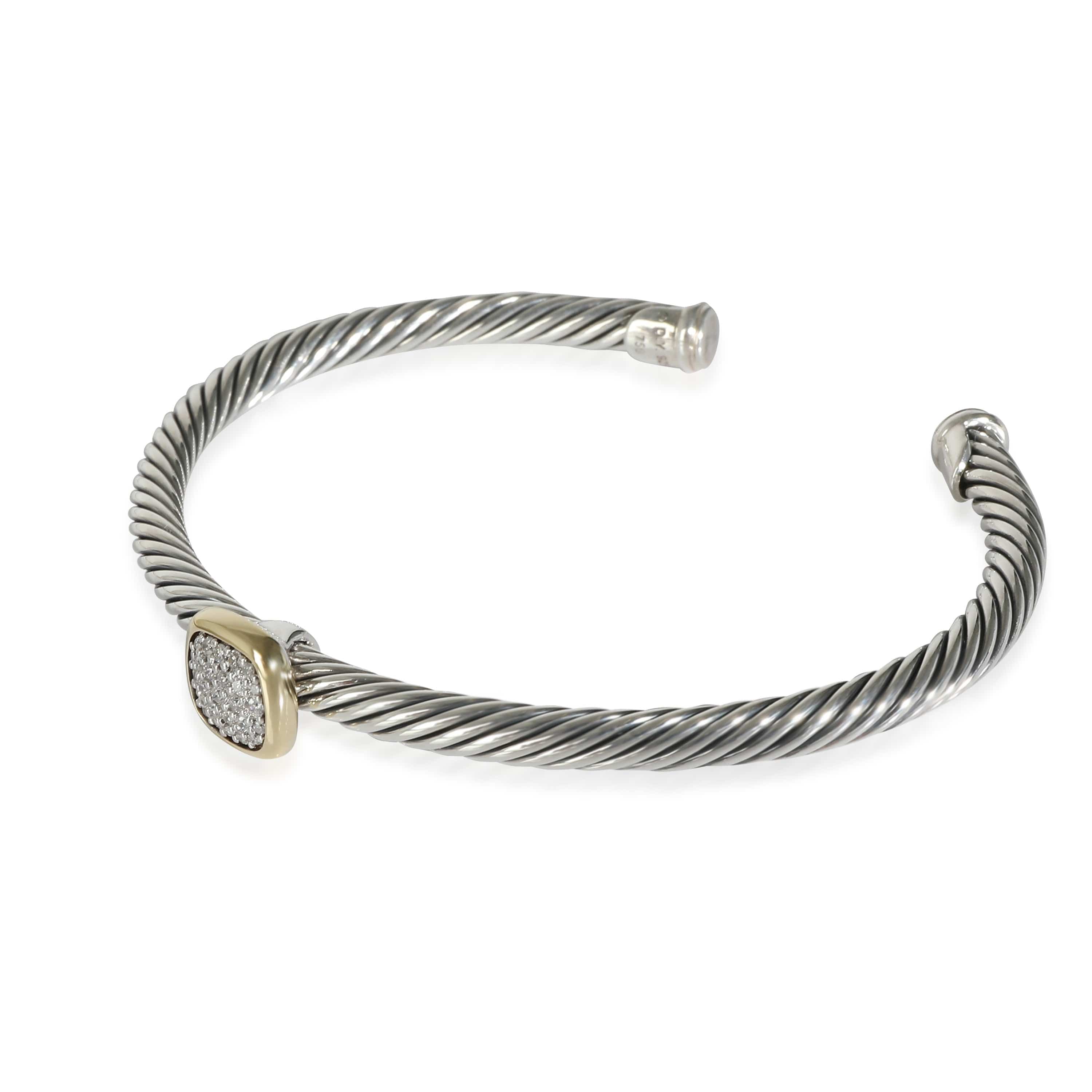 David Yurman David Yurman Noblesse Cable Diamond Cuff  18K Gold/Sterling Silver 0.27 CTW