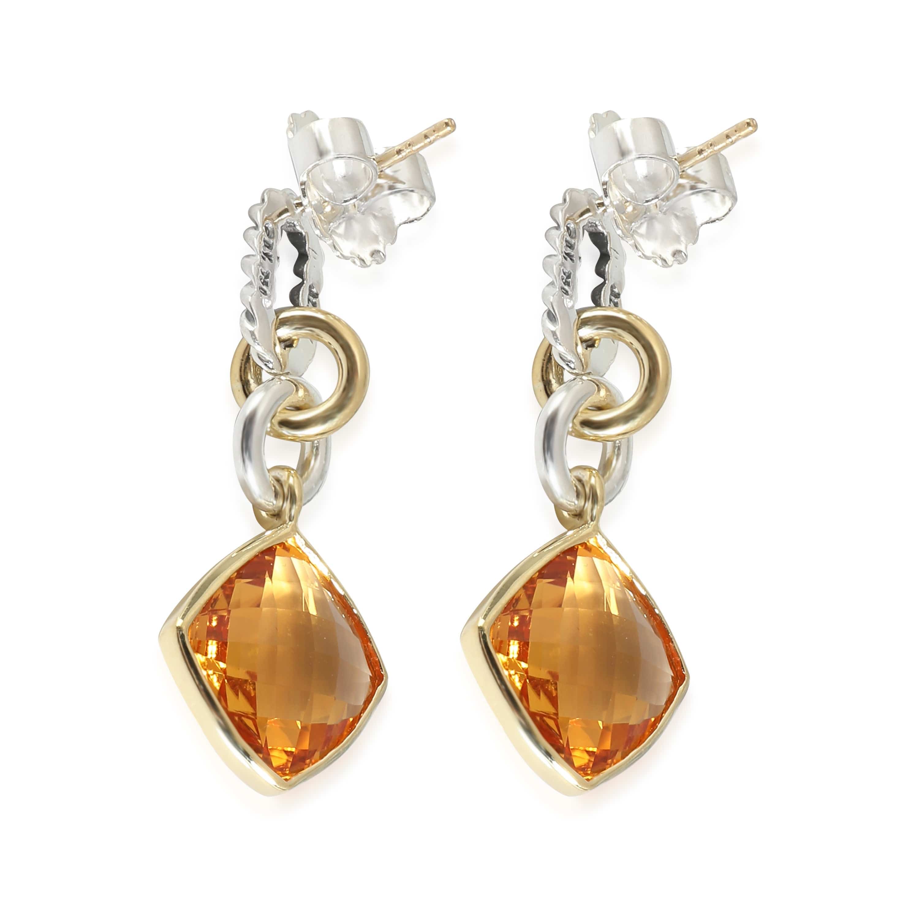 David Yurman Citrine Drop Earrings in 18k Yellow Gold/Sterling Silver