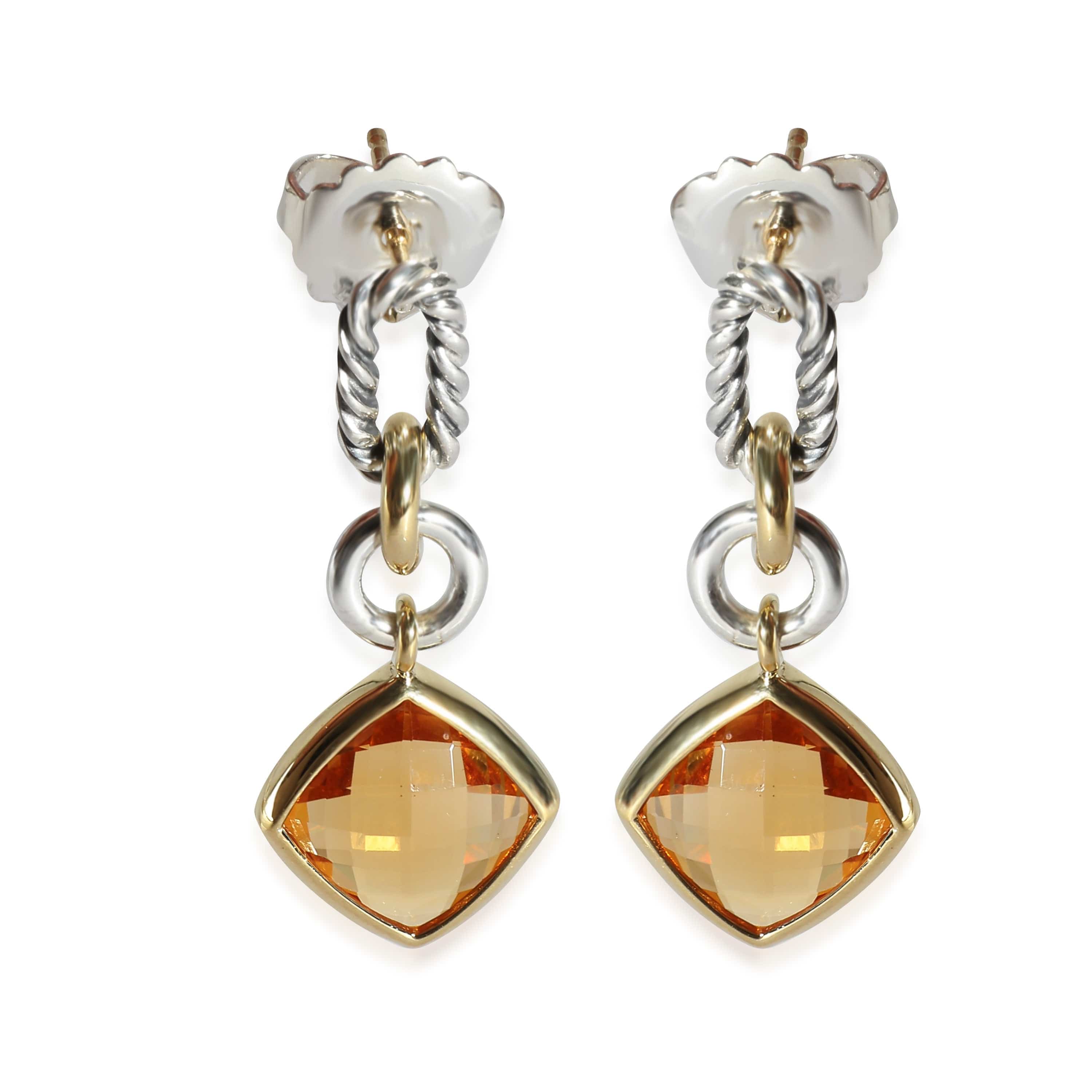 David Yurman Citrine Drop Earrings in 18k Yellow Gold/Sterling Silver