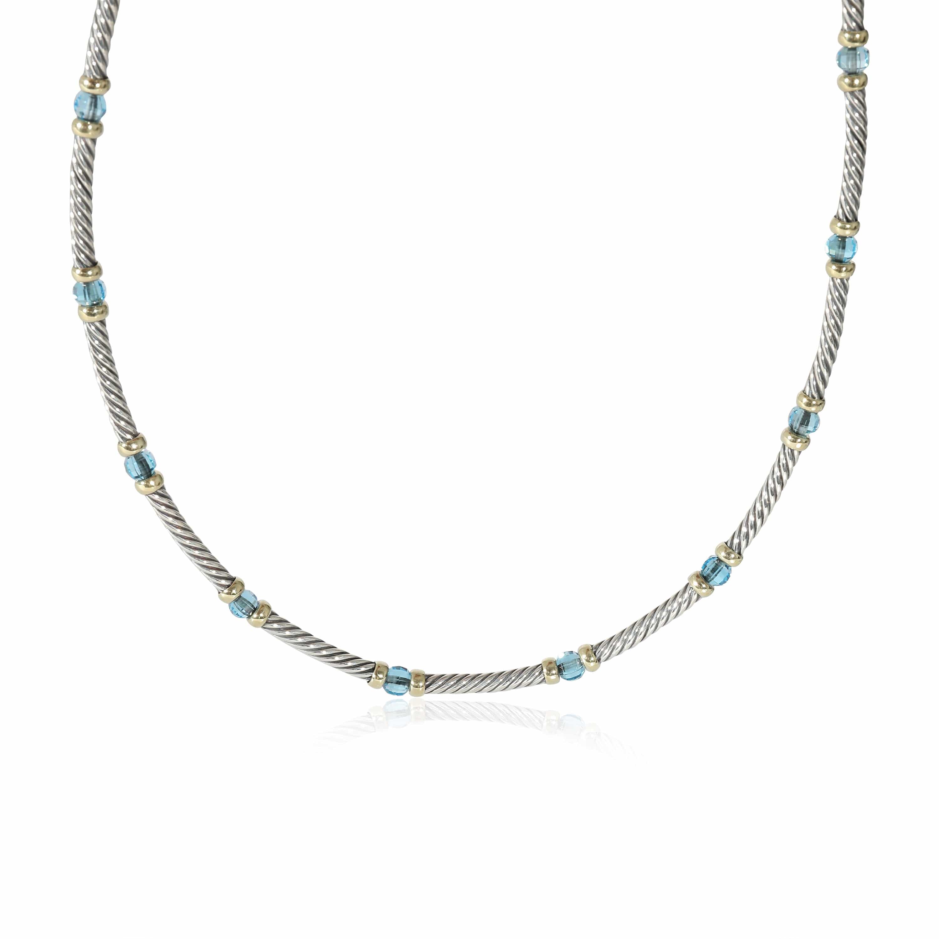 David Yurman David Yurman Hampton Cable Topaz Station Necklace in Yellow Gold/Sterling Silver