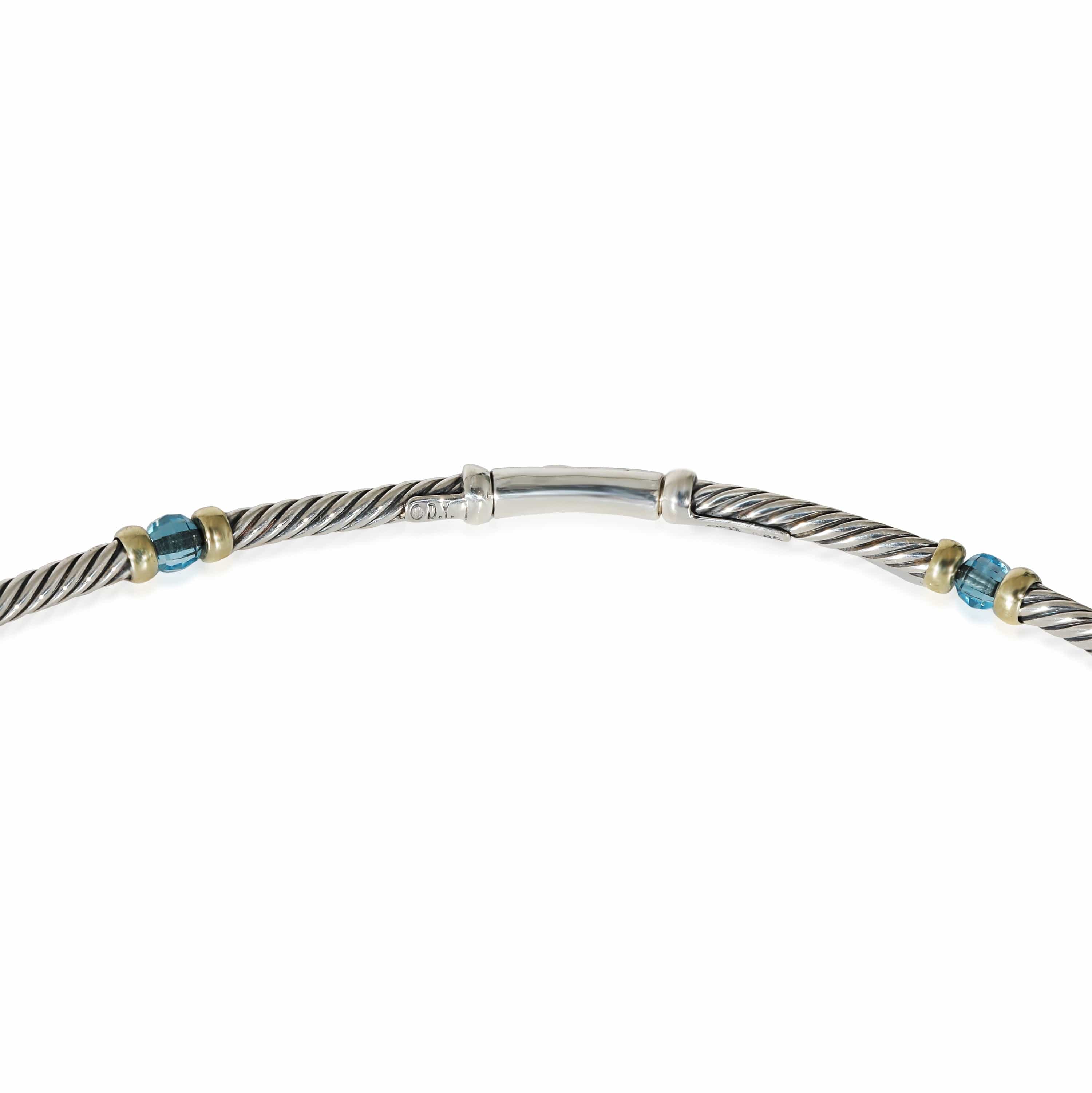 David Yurman David Yurman Hampton Cable Topaz Station Necklace in Yellow Gold/Sterling Silver