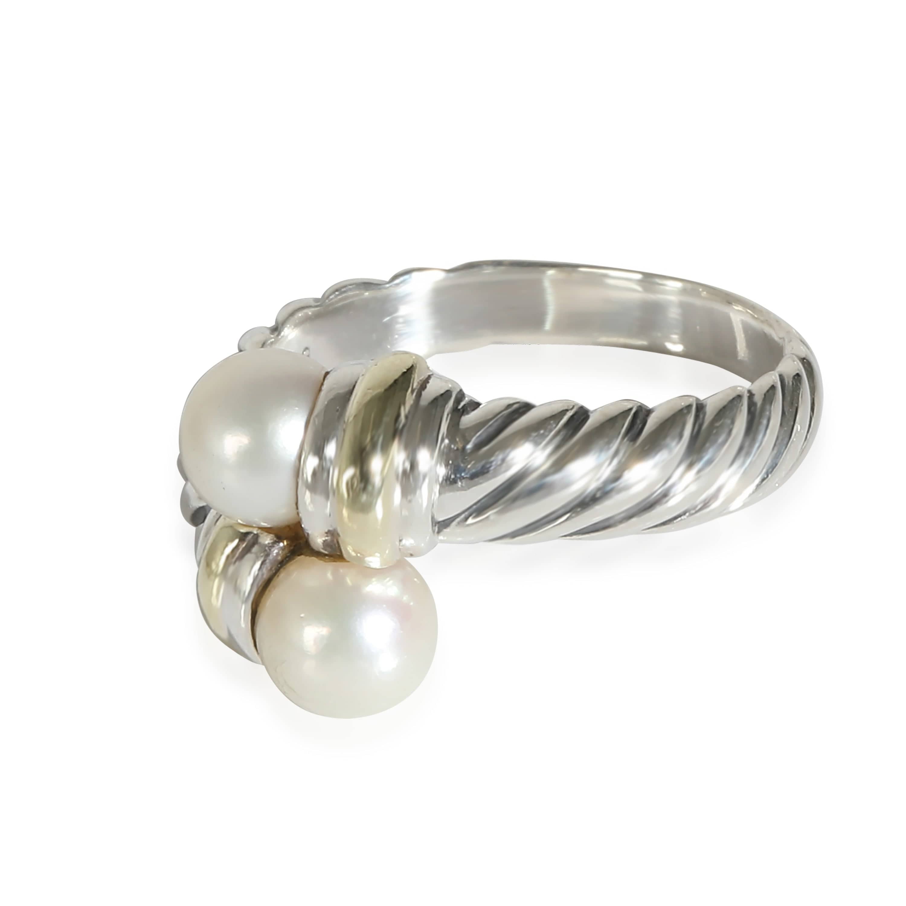 David Yurman David Yurman Cable Classic Pearl Bypass Ring in 14k Yellow Gold/Sterling Silver