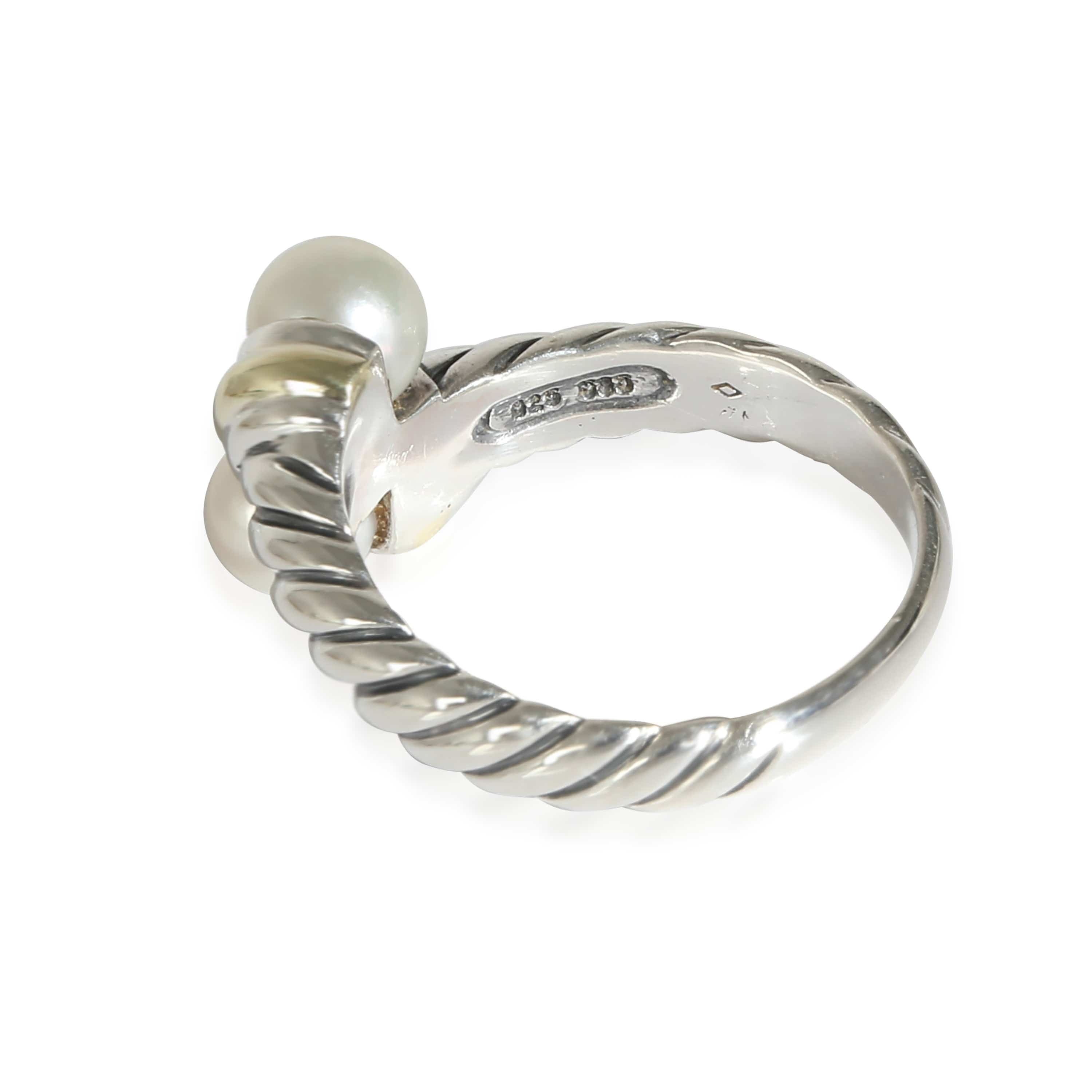 David Yurman David Yurman Cable Classic Pearl Bypass Ring in 14k Yellow Gold/Sterling Silver