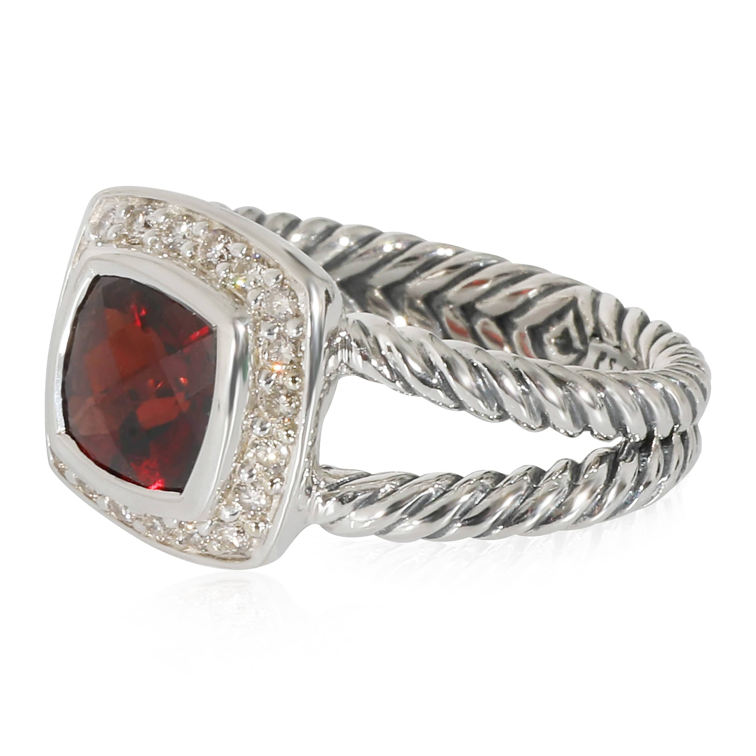 David Yurman Sterling Silver David Yurman Petite Albion Ring With Garnet & Diamonds 0.17 Ctw.