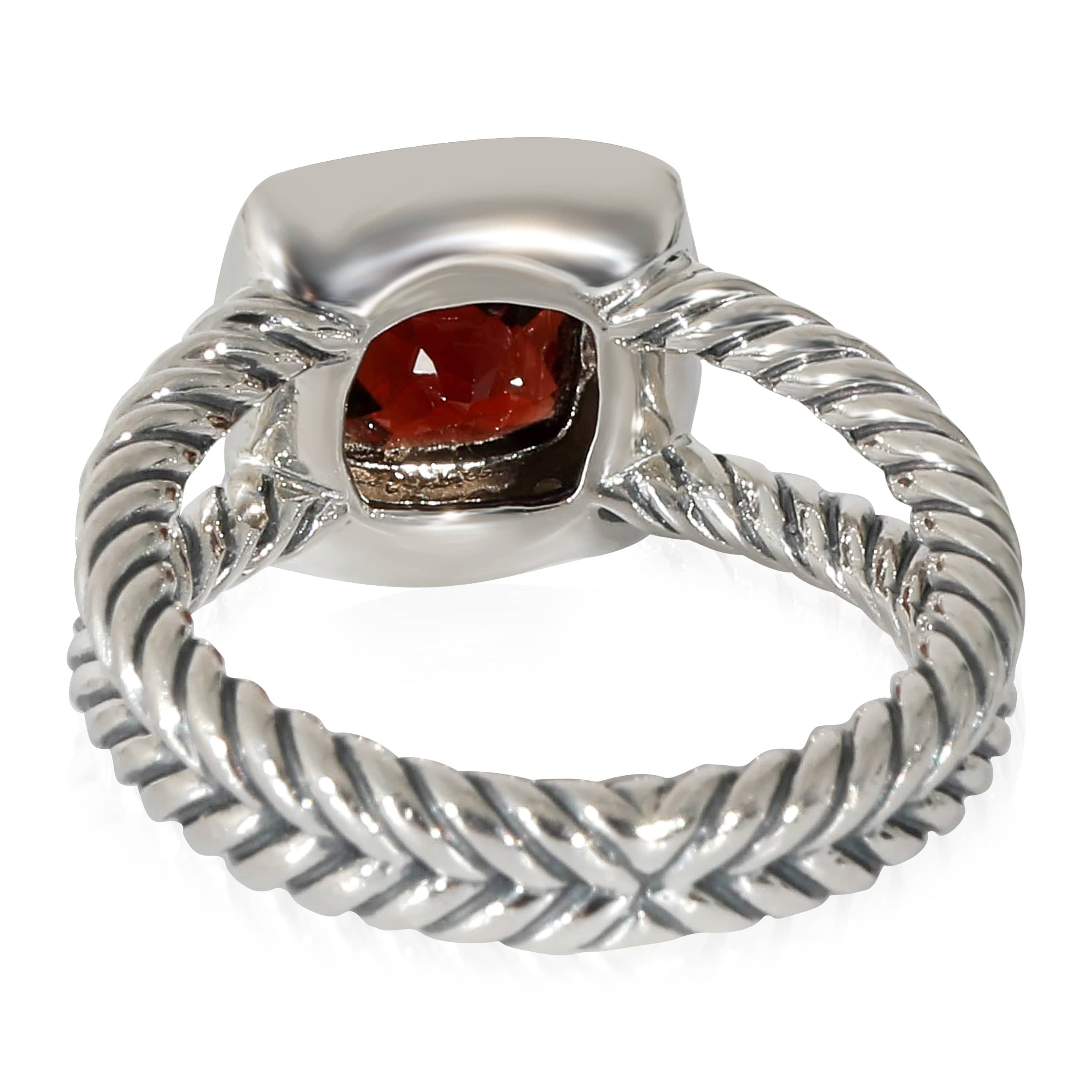 David Yurman Sterling Silver David Yurman Petite Albion Ring With Garnet & Diamonds 0.17 Ctw.