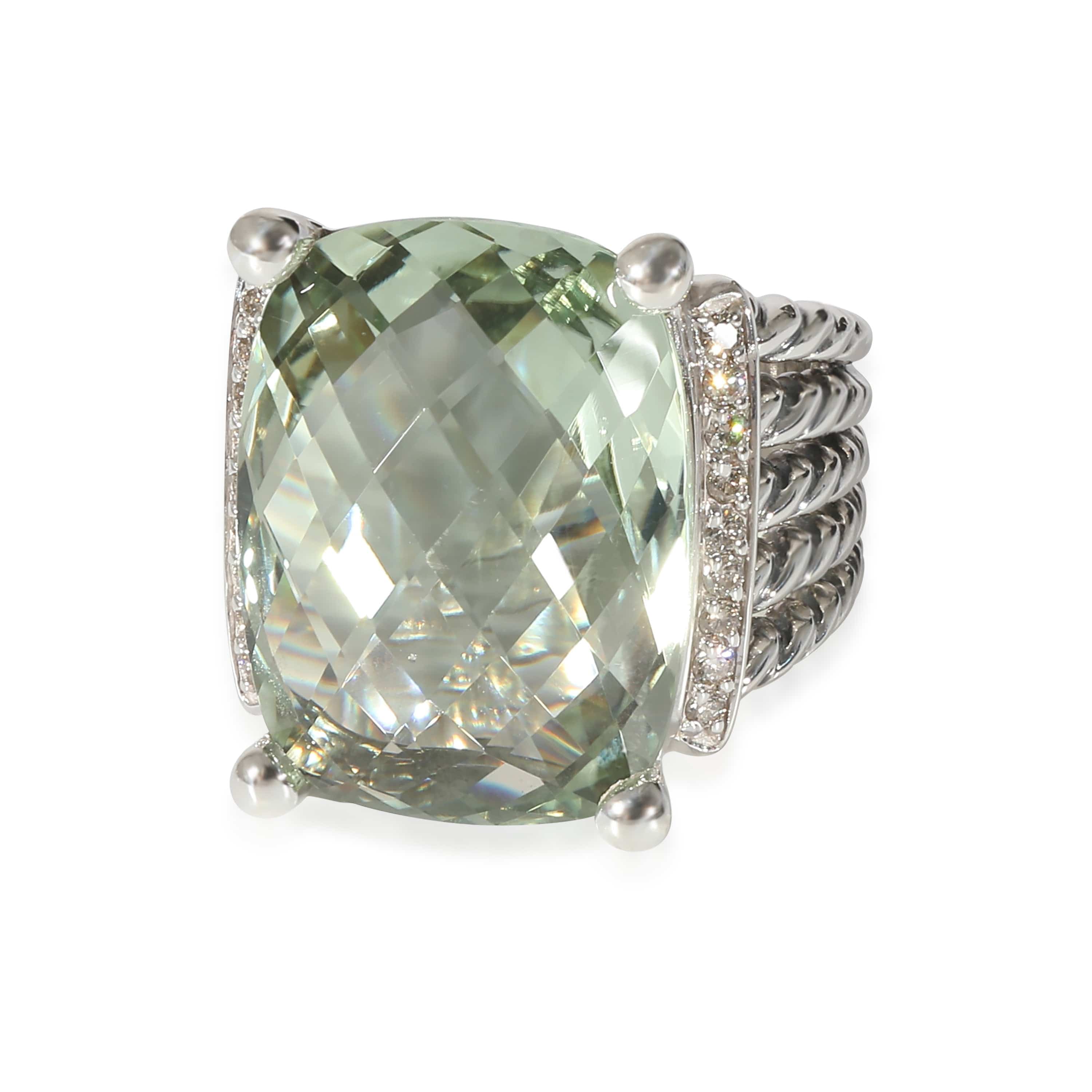 David Yurman Wheaton Prasiolite Diamond Ring in Sterling Silver Green 0.2 CTW