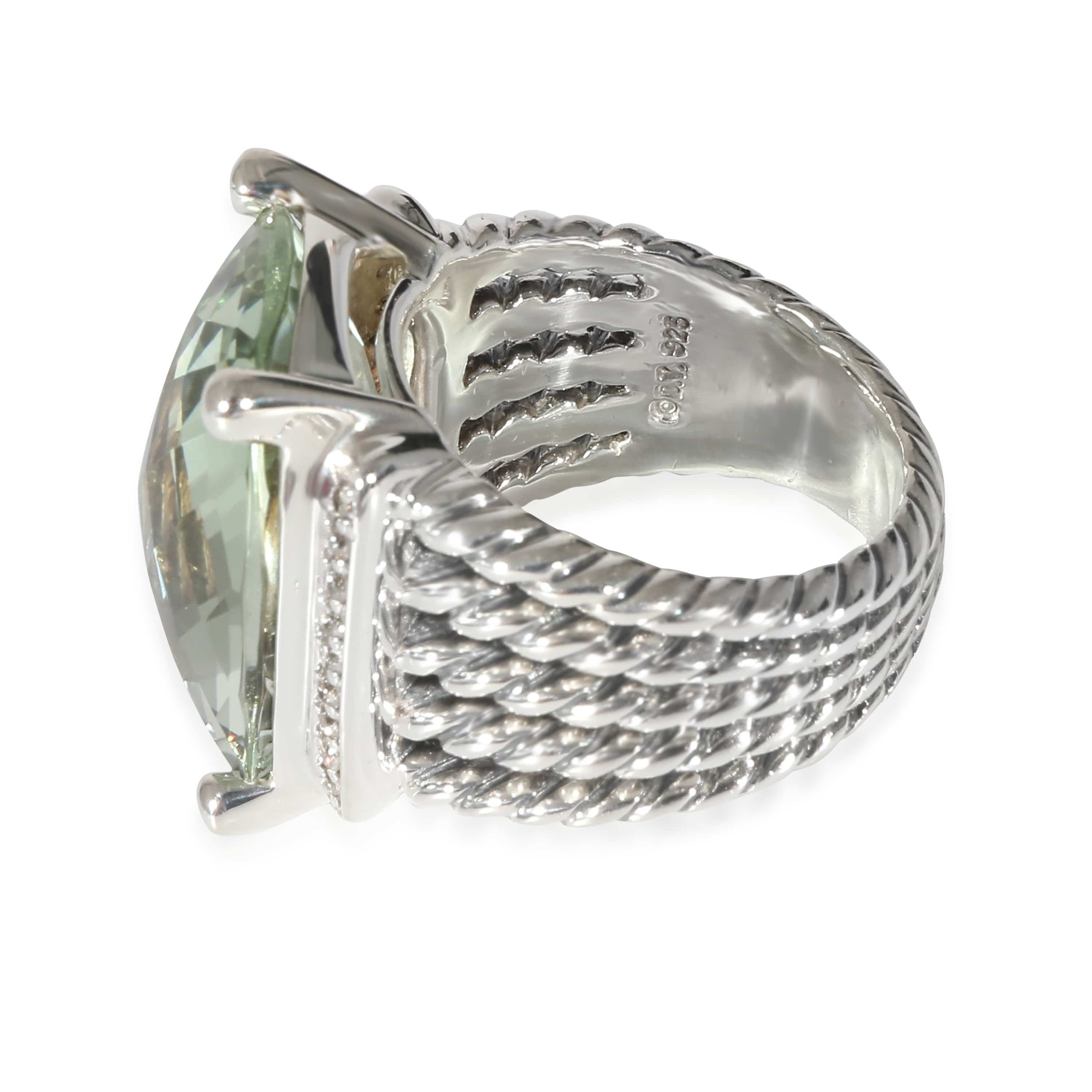 David Yurman Wheaton Prasiolite Diamond Ring in Sterling Silver Green 0.2 CTW