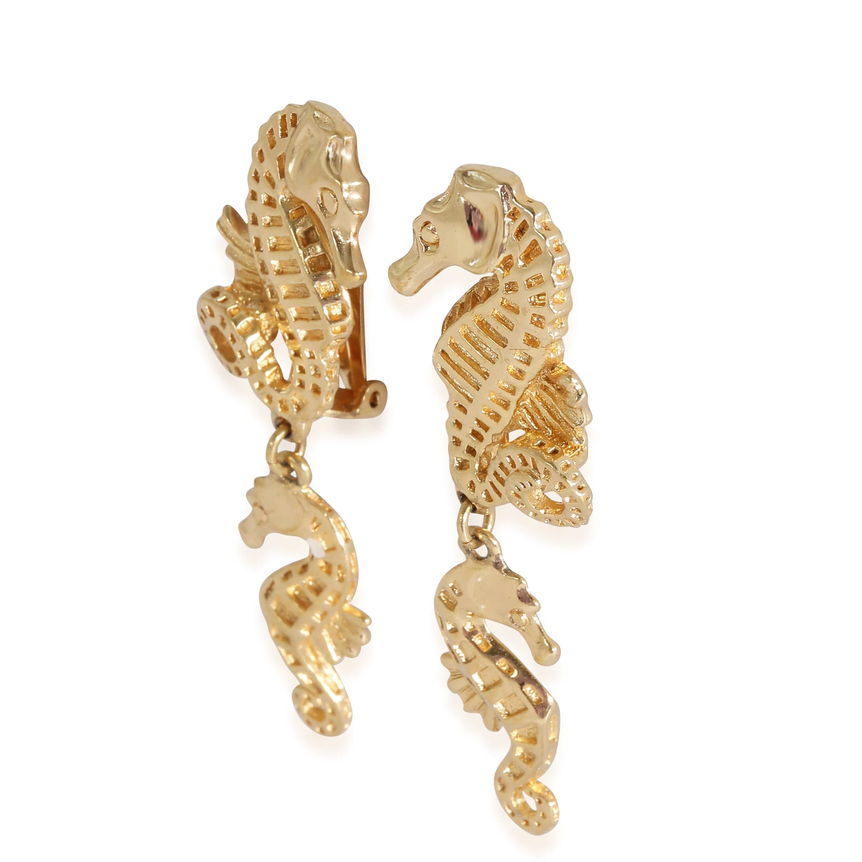 Dior Dior Gold Plated Seahorse Drop Earrings