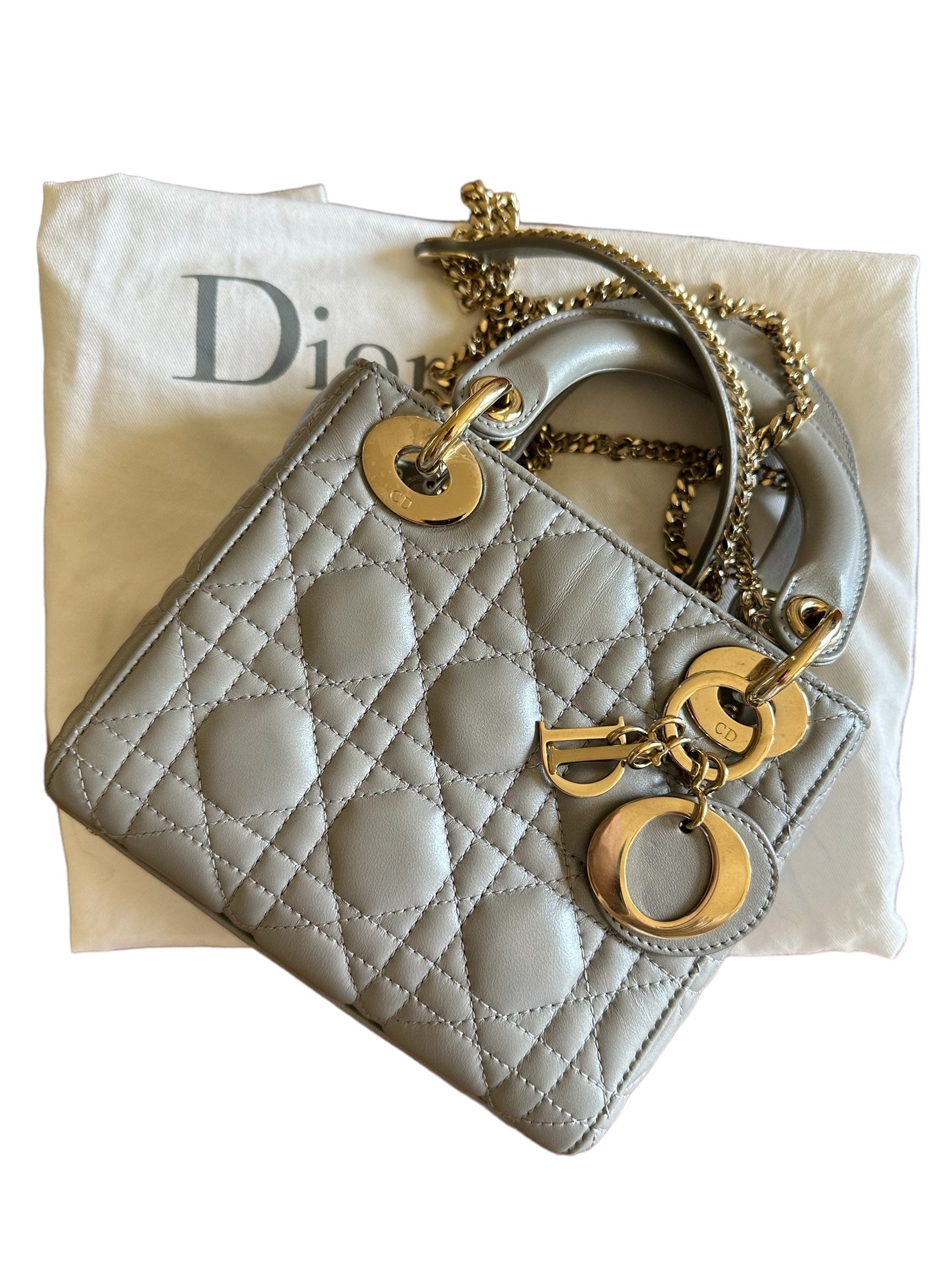 Dior Dior Mini Lady Dior in Pearl Grey