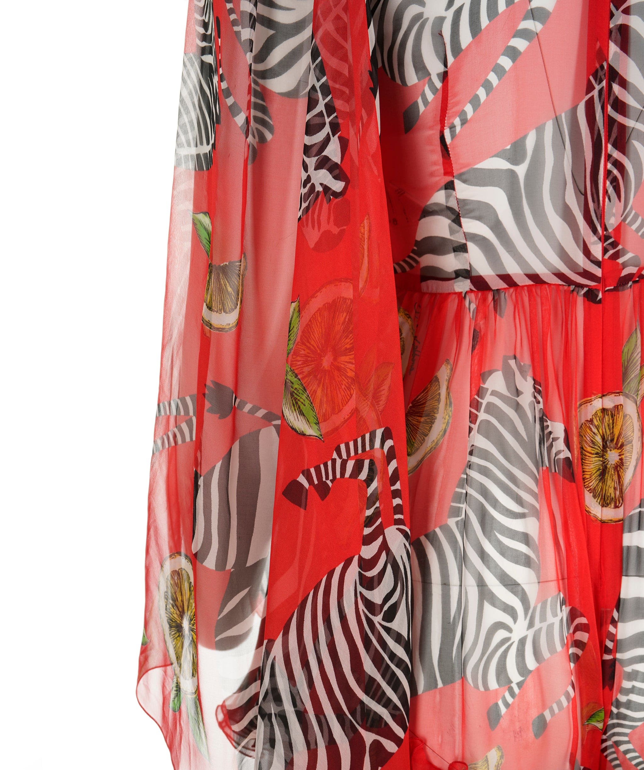 Dolce & Gabbana D&G long dress silk red with zebras IT38 (S to M) AVC1332