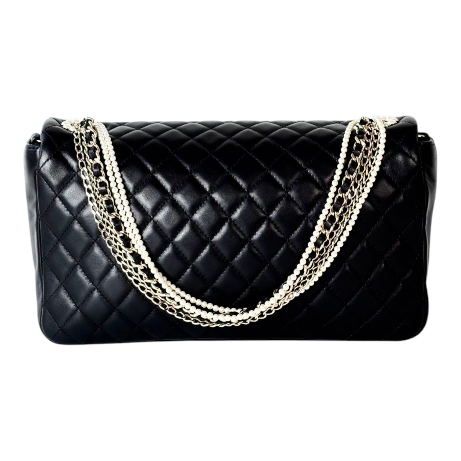 Chanel Black Lambskin Westminster Pearl Flag Bag